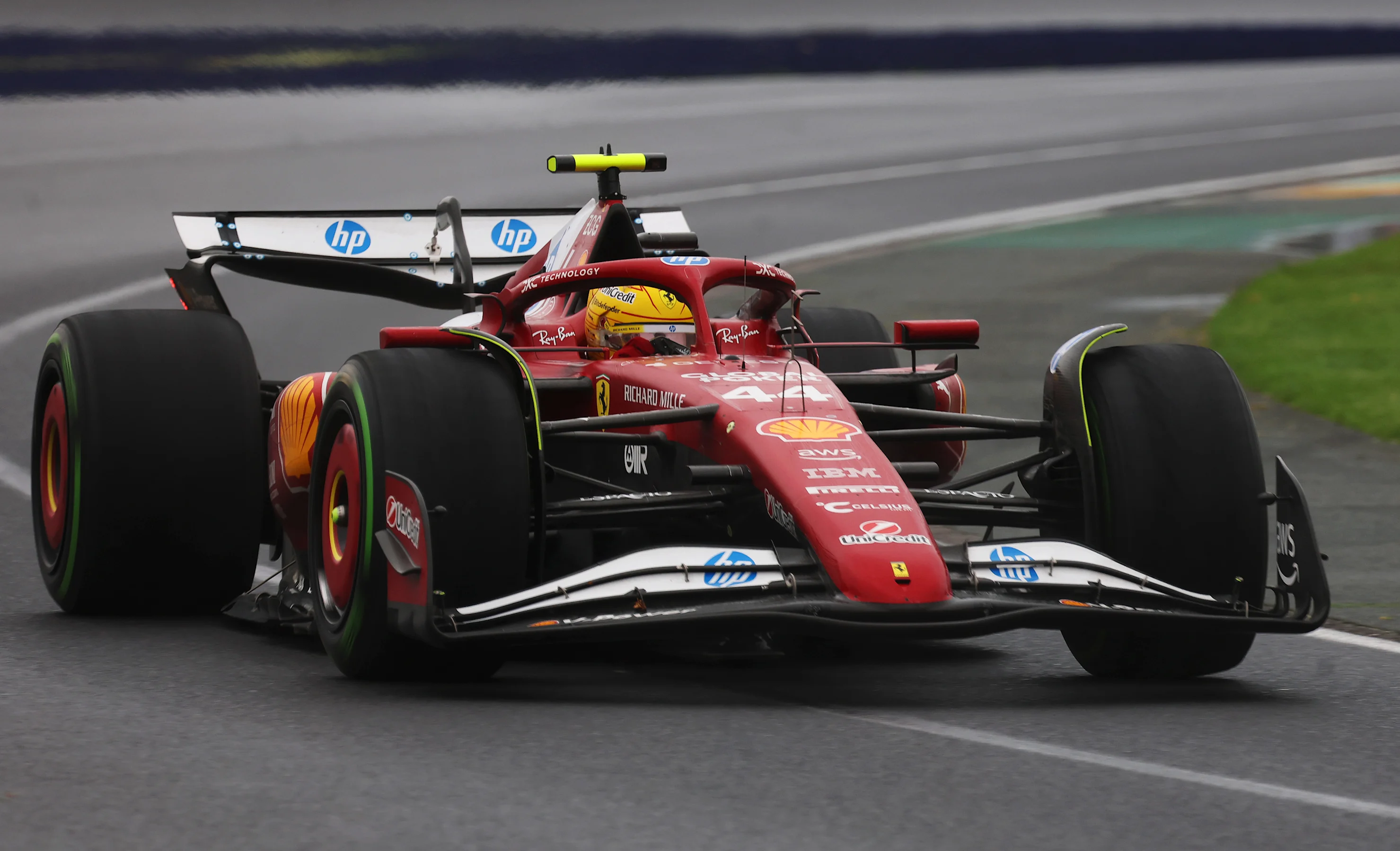 MELBOURNE, AUSTRALIA - MARCH 16: Lewis Hamilton of Great Britain driving the (44) Scuderia Ferrari
