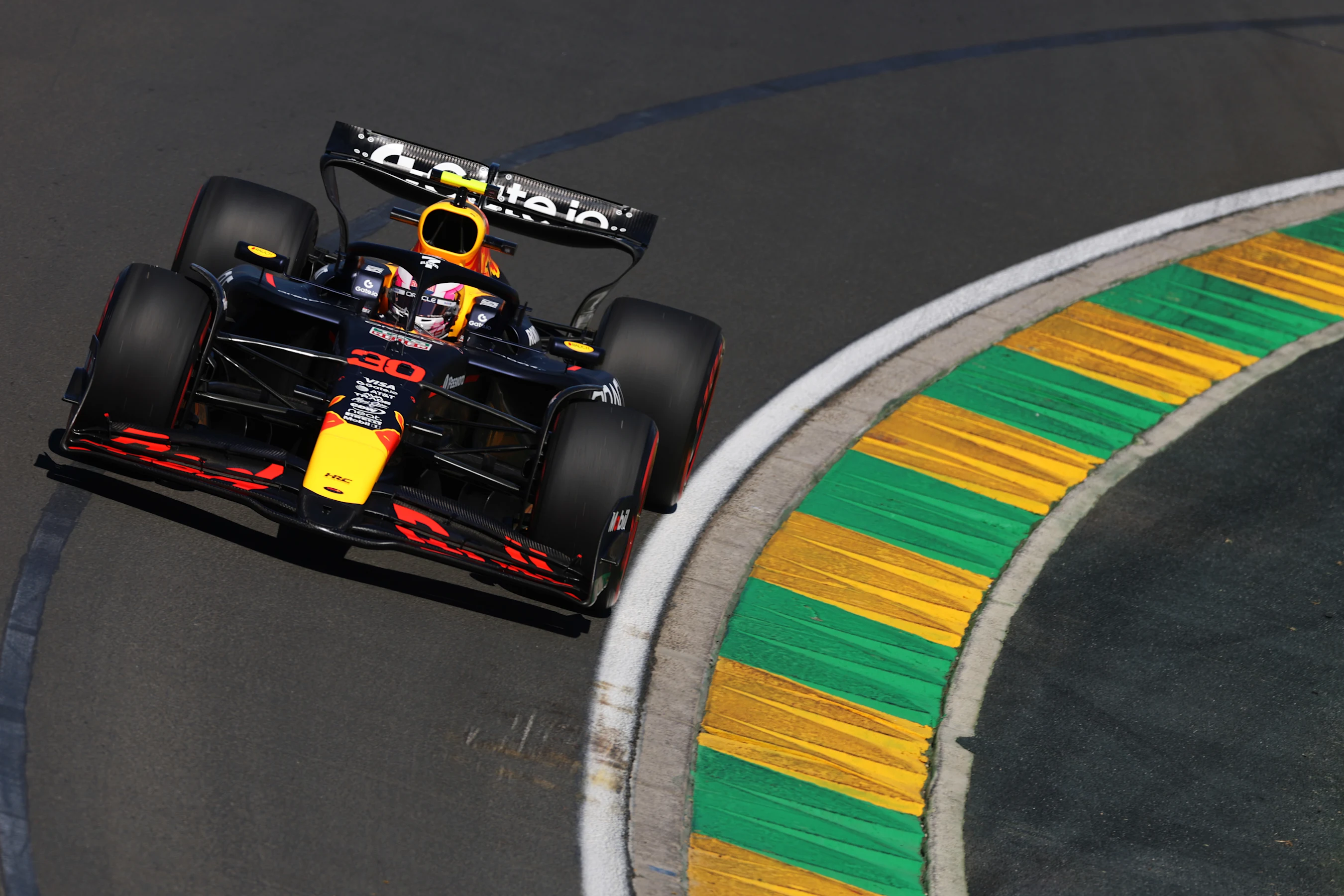 MELBOURNE, AUSTRALIA - MARCH 14: Liam Lawson of New Zealand driving the (30) Oracle Red Bull Racing