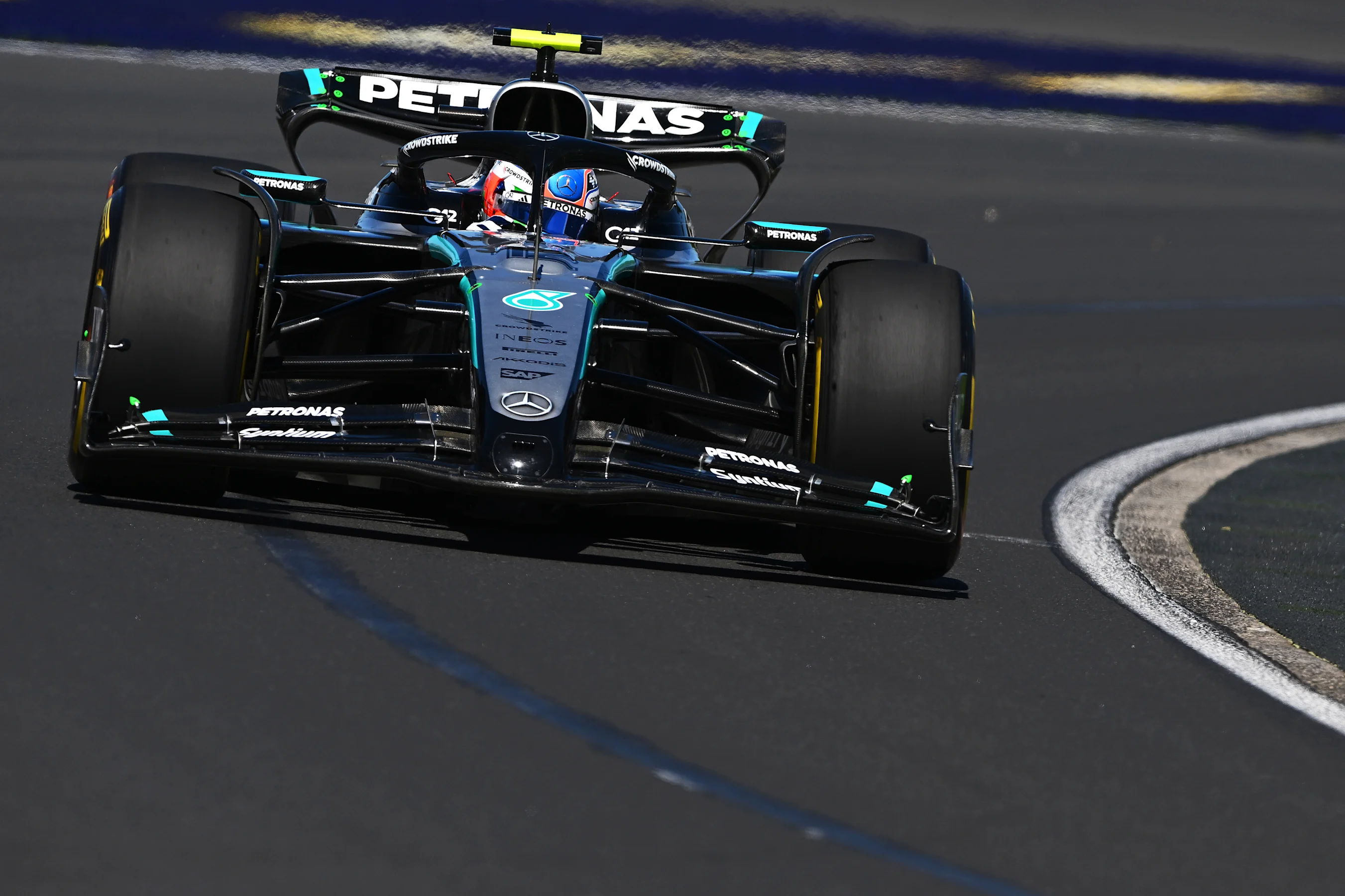 MELBOURNE, AUSTRALIA - MARCH 14: Andrea Kimi Antonelli of Italy driving the (12) Mercedes AMG
