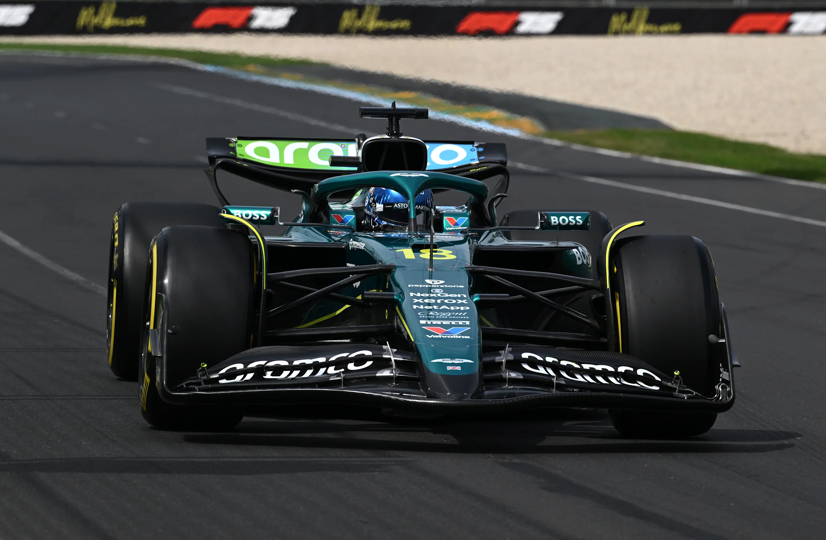MELBOURNE, AUSTRALIA - MARCH 15: Lance Stroll of Canada driving the (18) Aston Martin F1 Team AMR25
