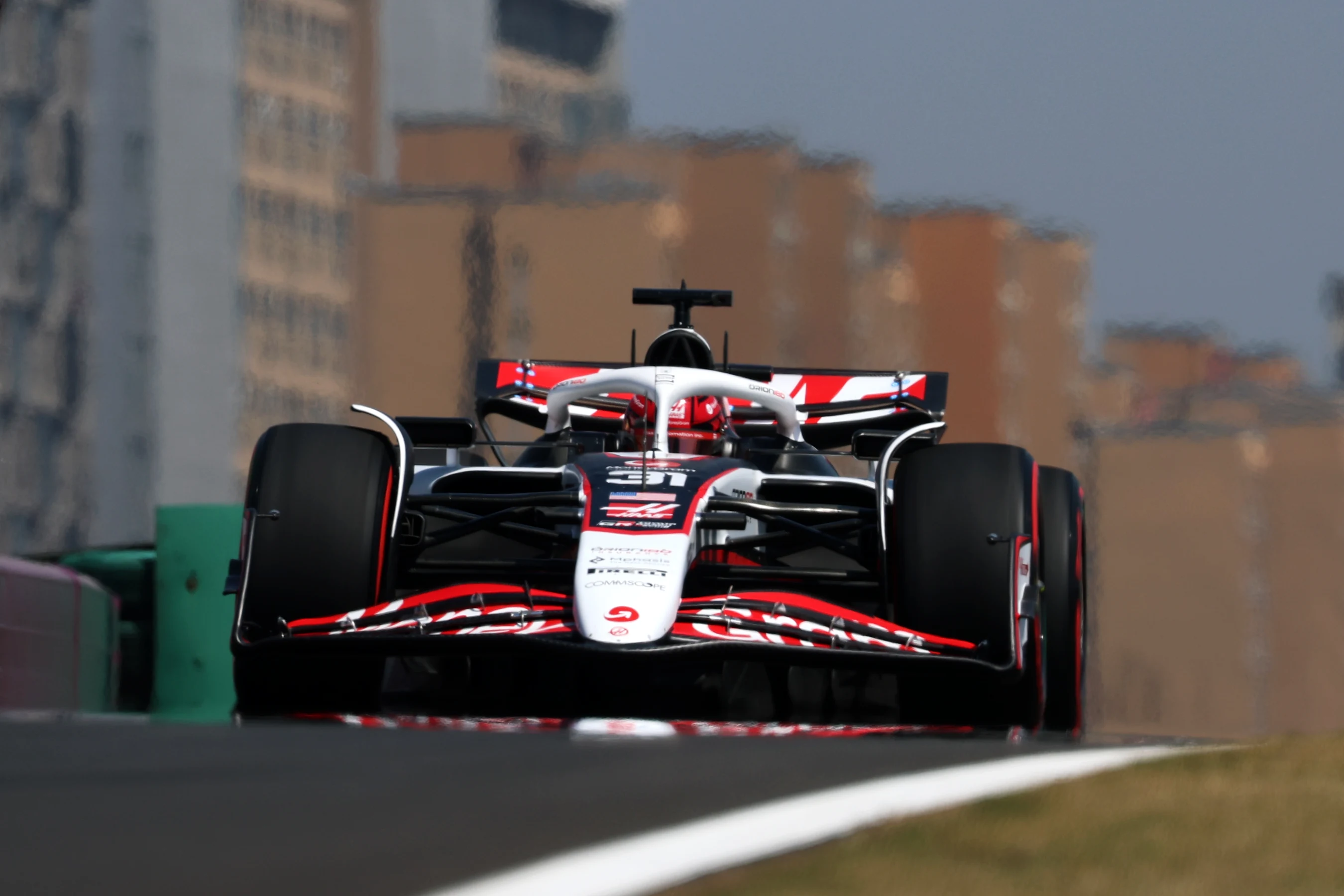 SHANGHAI, CHINA - MARCH 21: Esteban Ocon of France driving the (31) Haas F1 VF-25 Ferrari on track