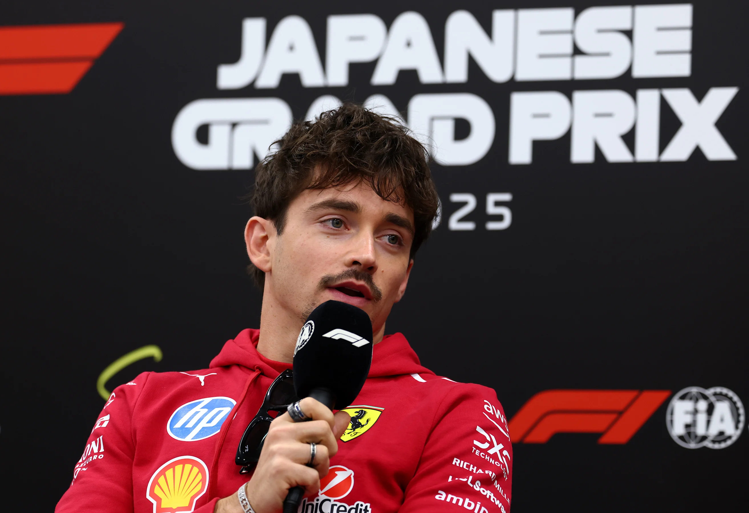 SUZUKA, JAPAN - APRIL 03: Charles Leclerc of Monaco and Scuderia Ferrari in the Drivers Press
