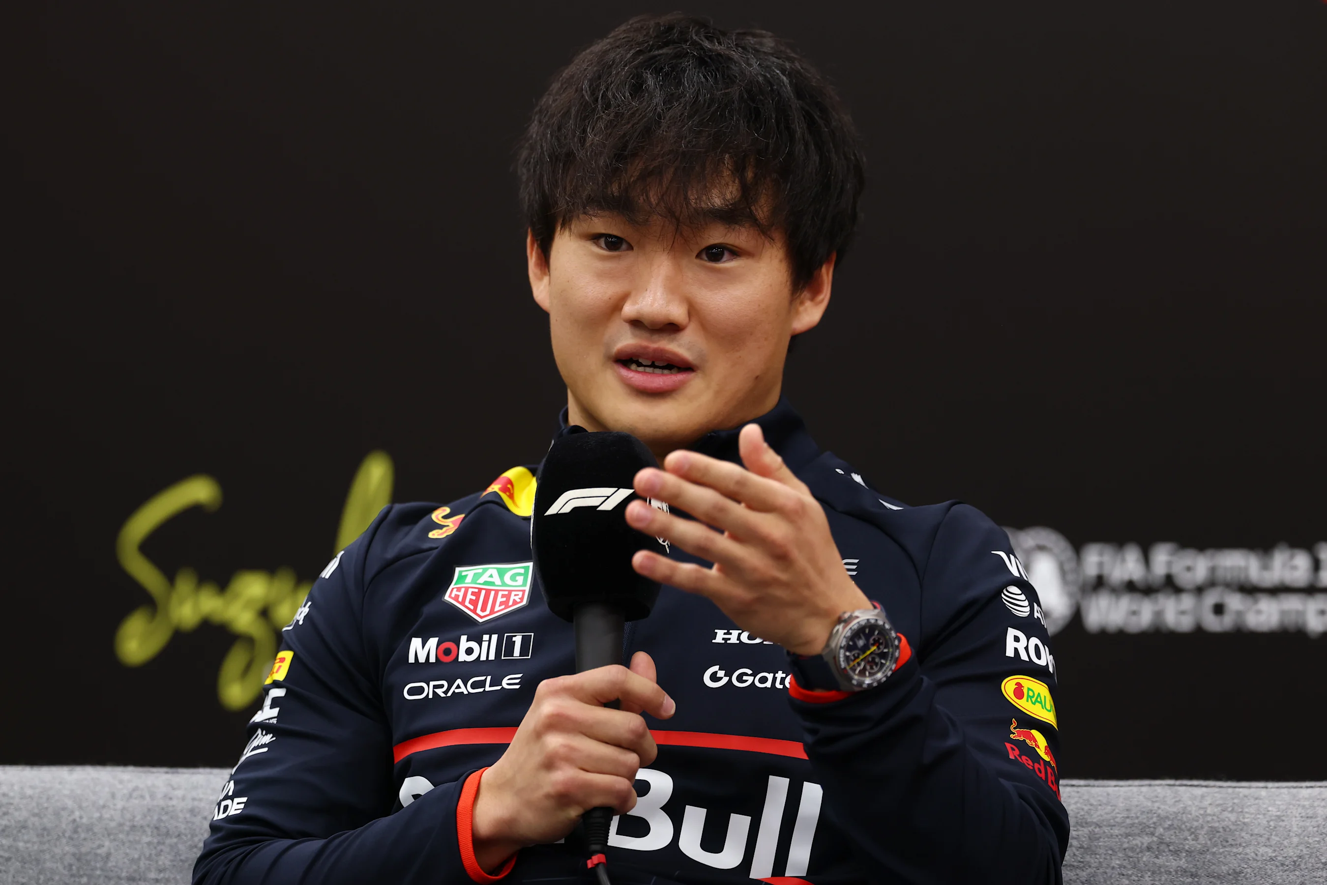 SUZUKA, JAPAN - APRIL 03: Yuki Tsunoda of Japan and Oracle Red Bull Racing in the Drivers Press