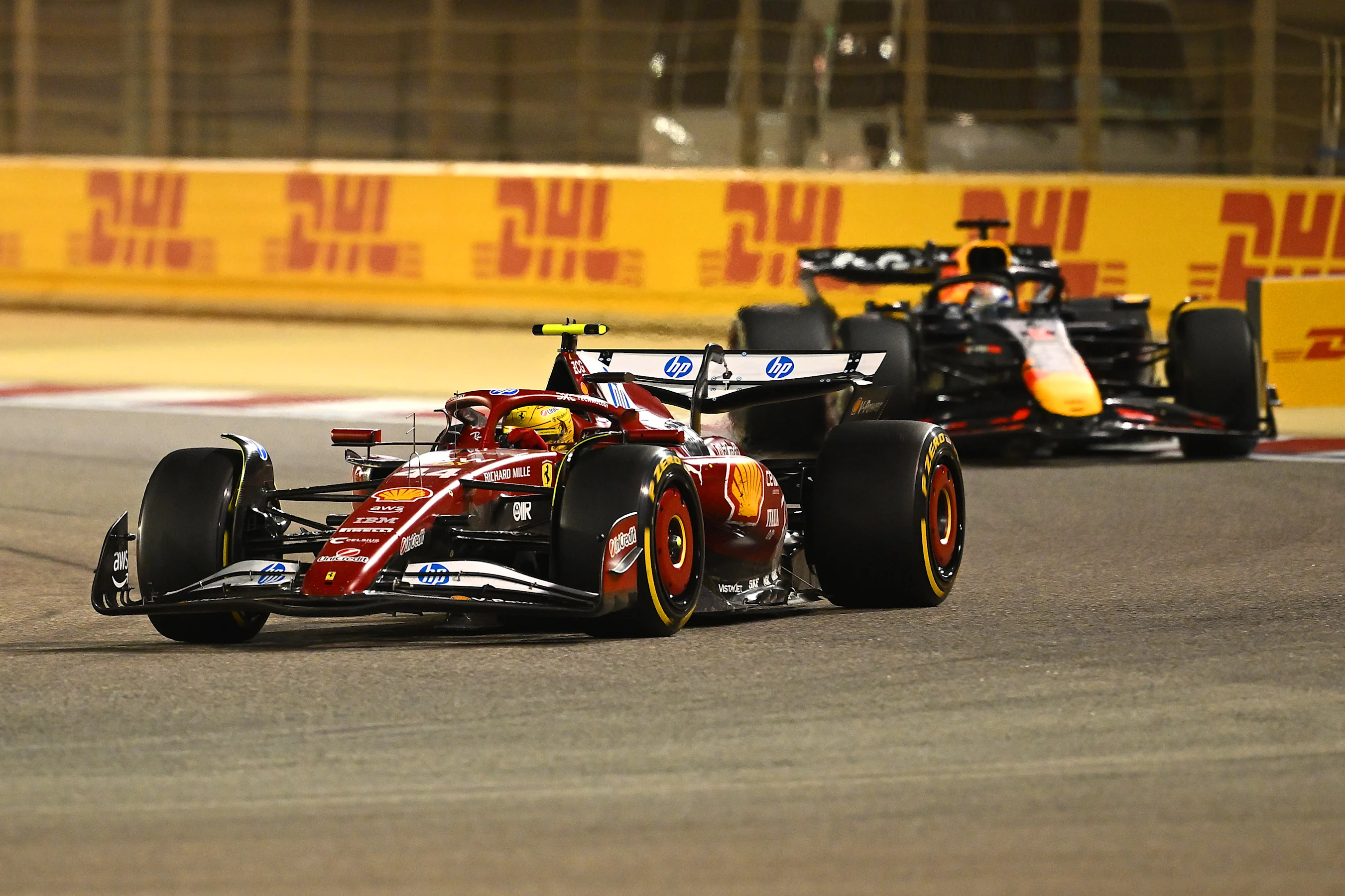 BAHRAIN, BAHRAIN - APRIL 13: Lewis Hamilton of Great Britain driving the (44) Scuderia Ferrari