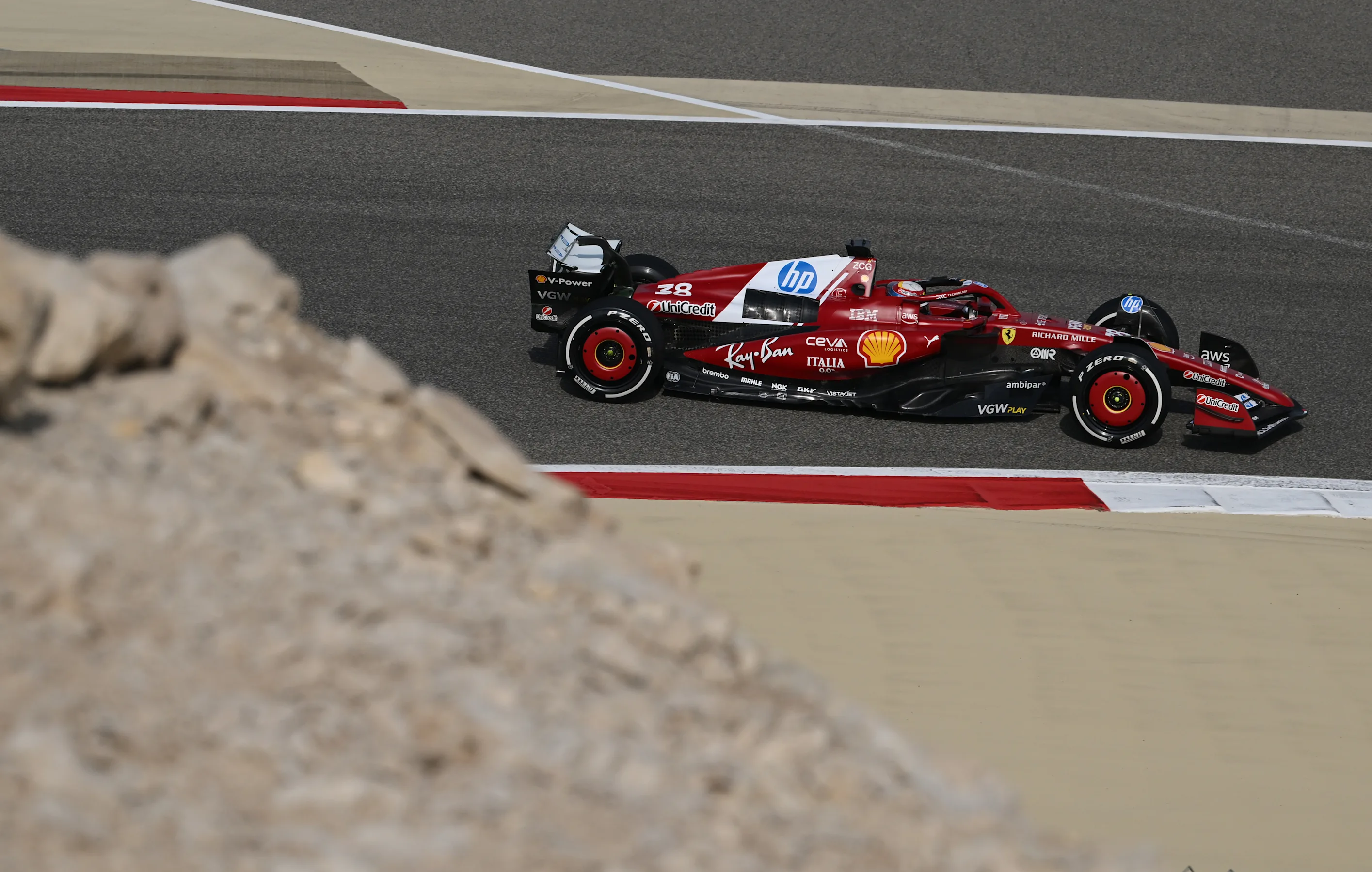 BAHRAIN, BAHRAIN - APRIL 11: Dino Beganovic of Sweden driving the (38) Scuderia Ferrari SF-25 on