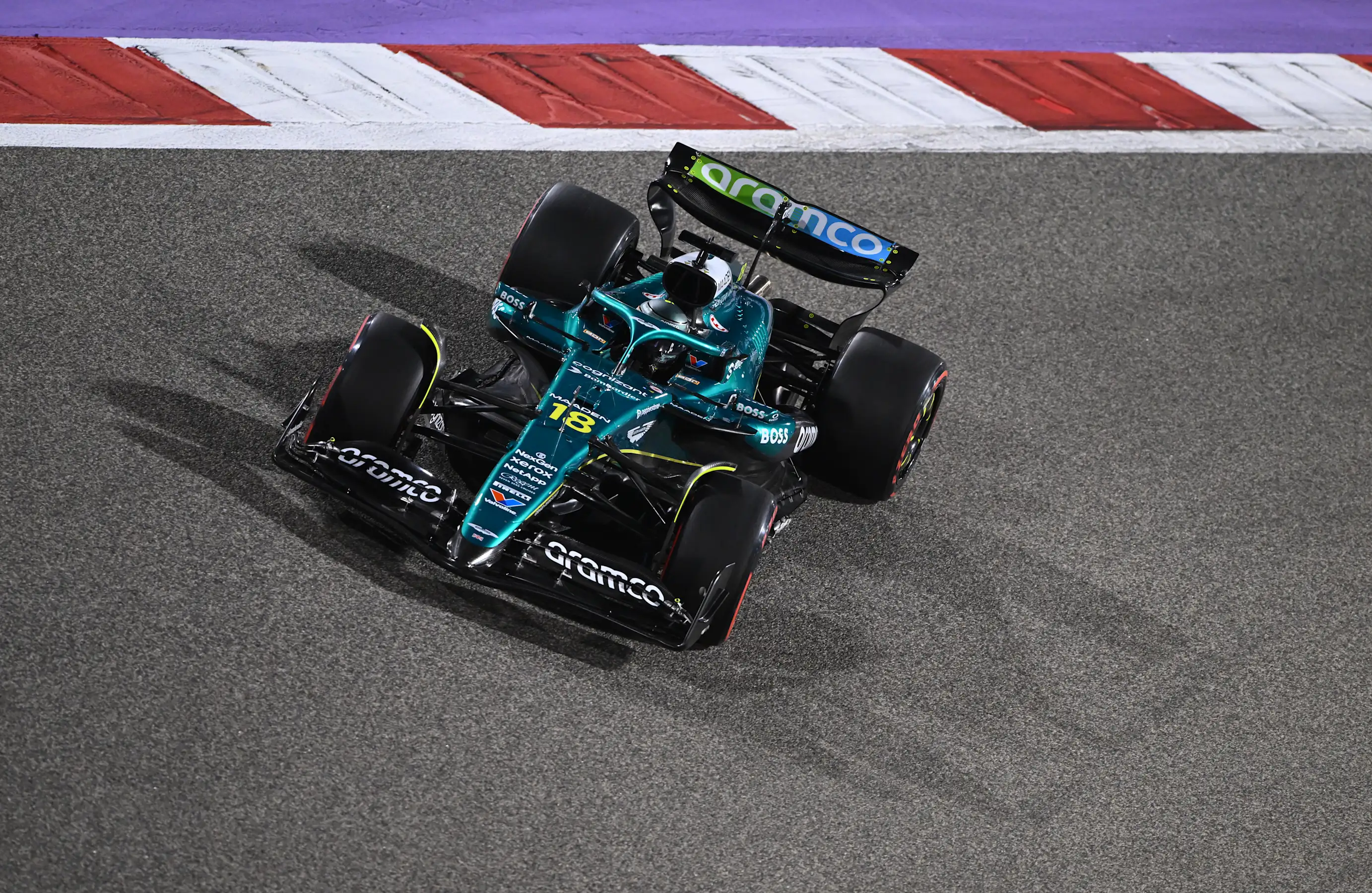 BAHRAIN, BAHRAIN - APRIL 12: Lance Stroll of Canada driving the (18) Aston Martin F1 Team AMR25