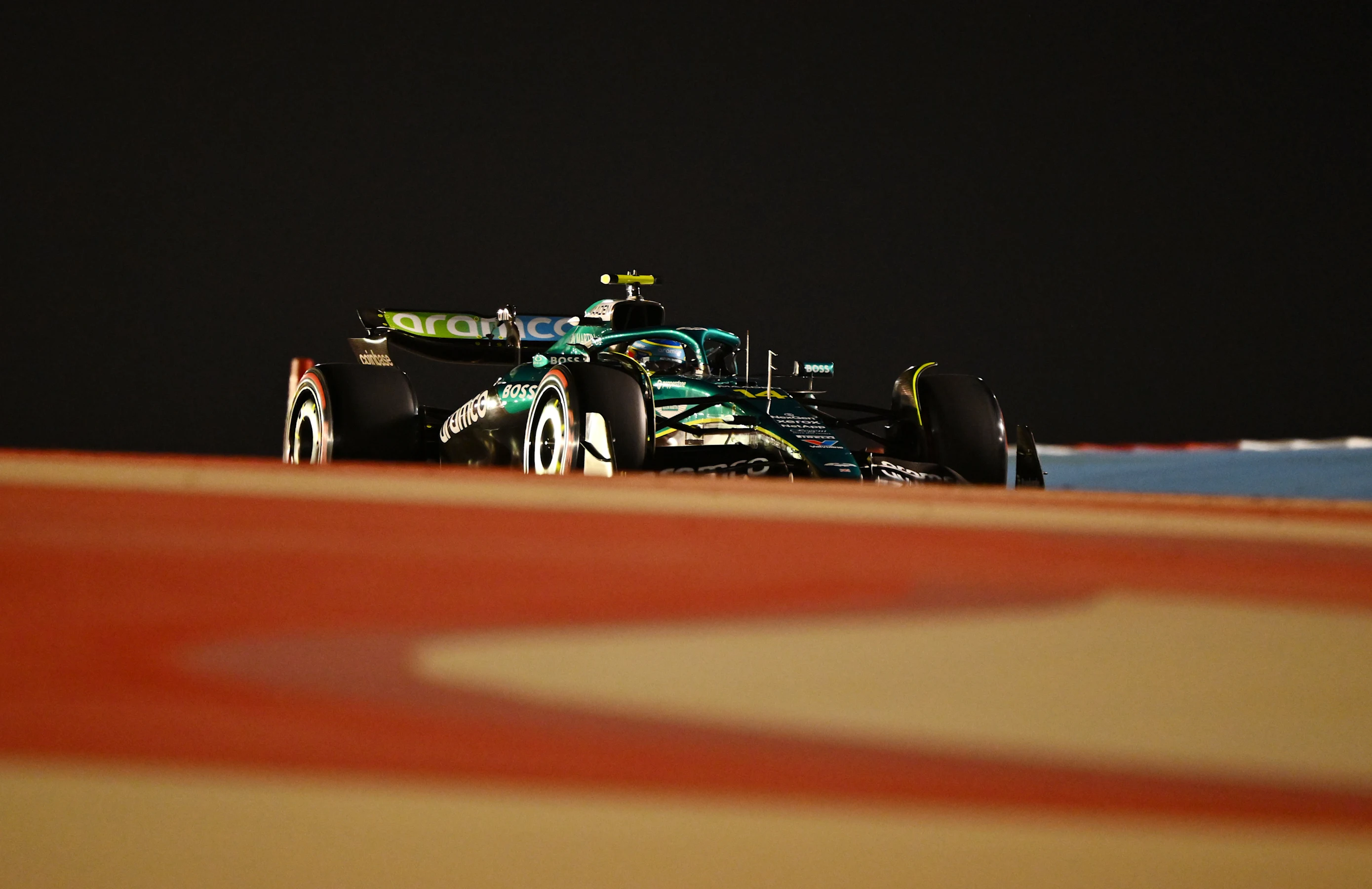 BAHRAIN, BAHRAIN - APRIL 12: Fernando Alonso of Spain driving the (14) Aston Martin F1 Team AMR25
