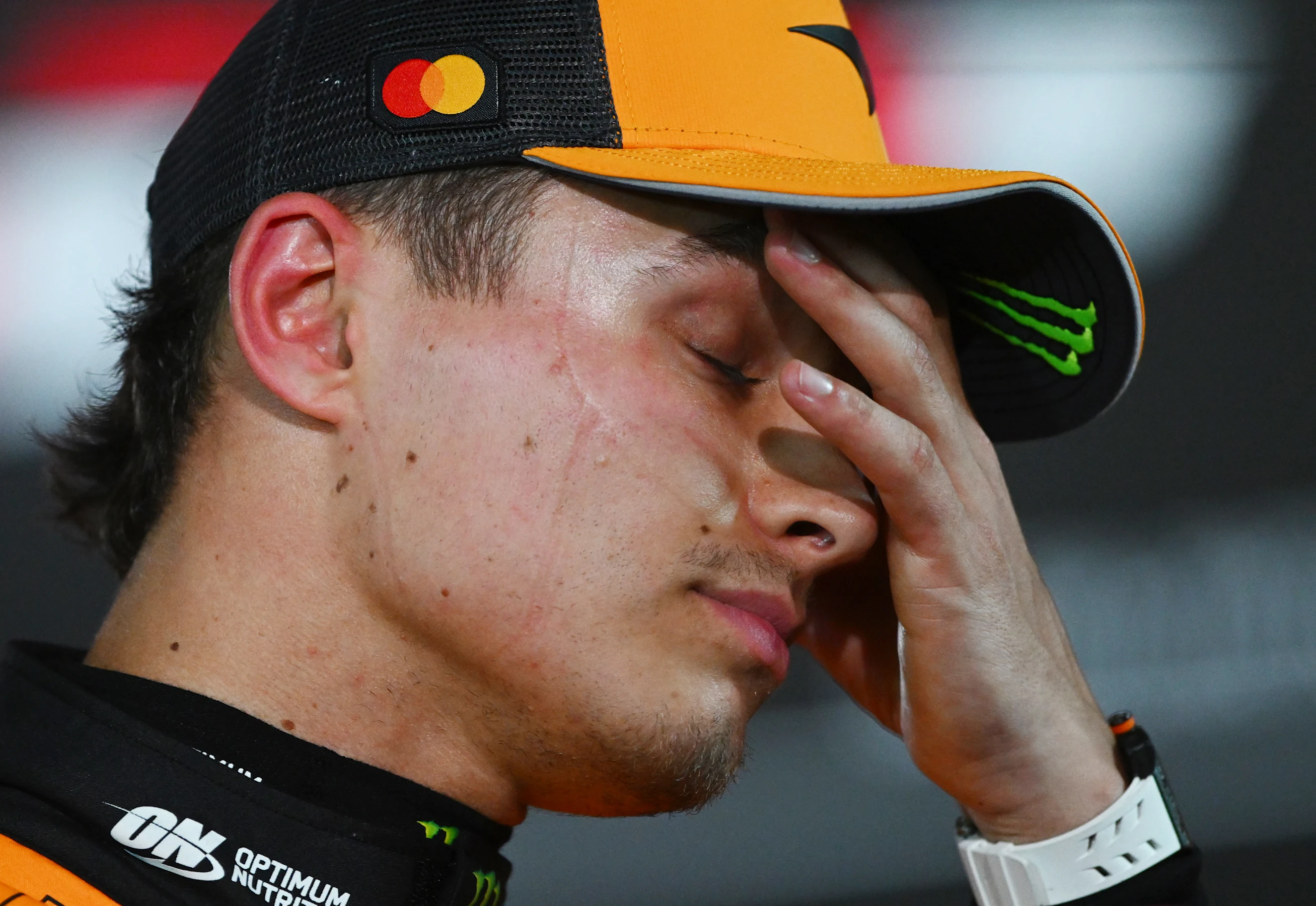 BAHRAIN, BAHRAIN - APRIL 12: Sixth placed qualifier Lando Norris of Great Britain and McLaren looks