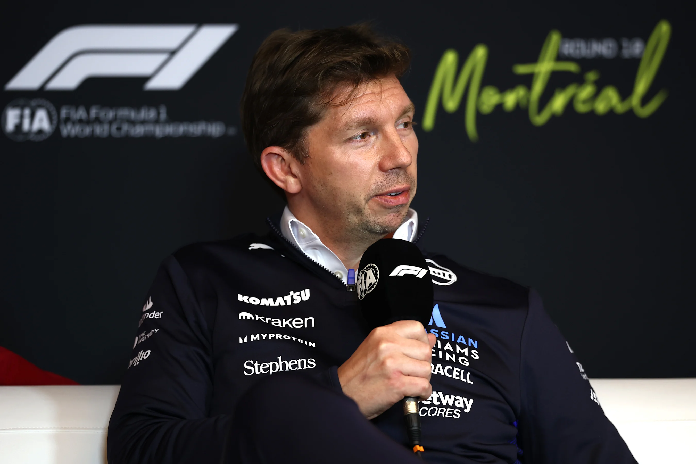 MONTREAL, QUEBEC - JUNE 13: James Vowles, Team Principal of Williams in the Team Principals Press
