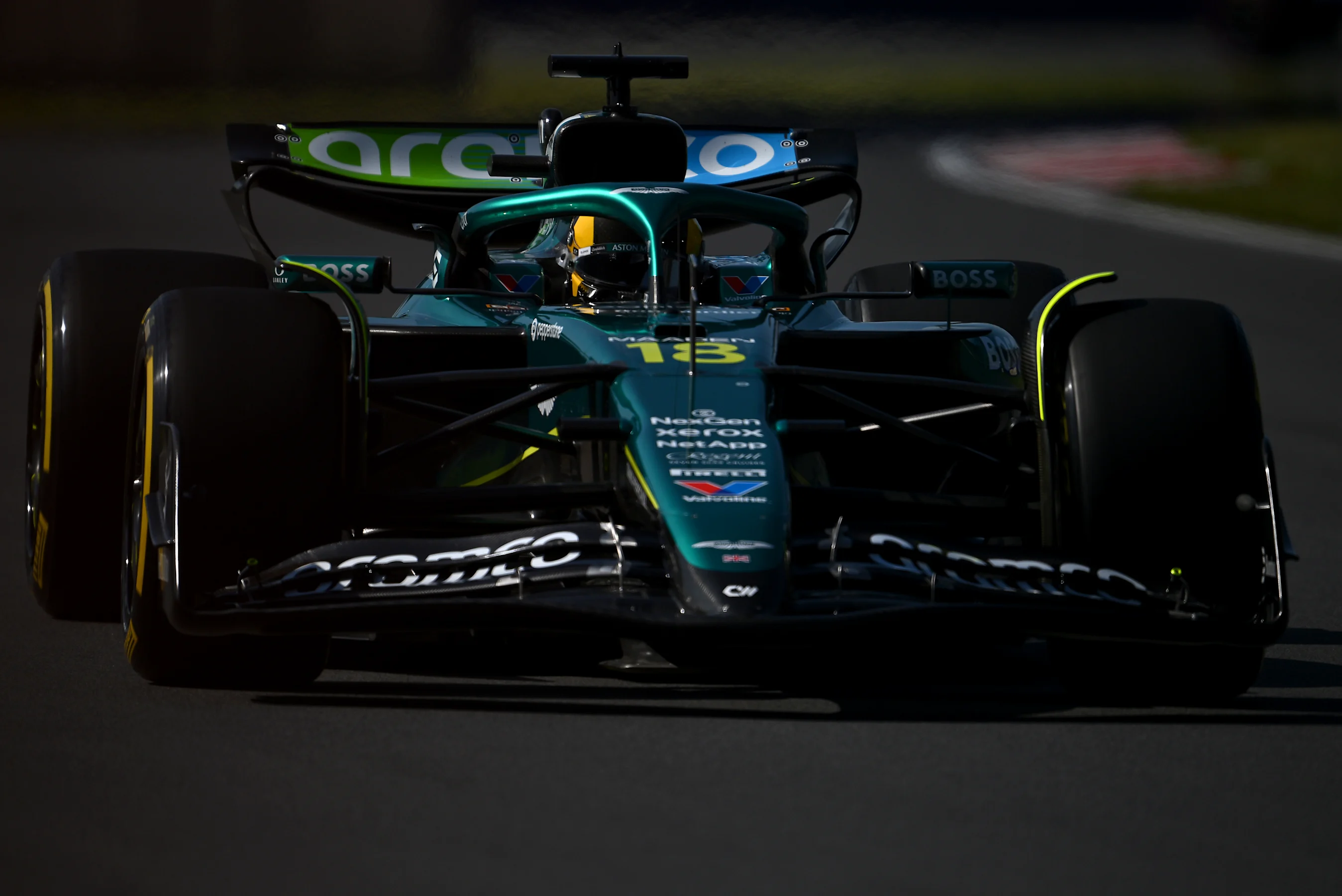 MONTREAL, QUEBEC - JUNE 14: Lance Stroll of Canada driving the (18) Aston Martin F1 Team AMR25
