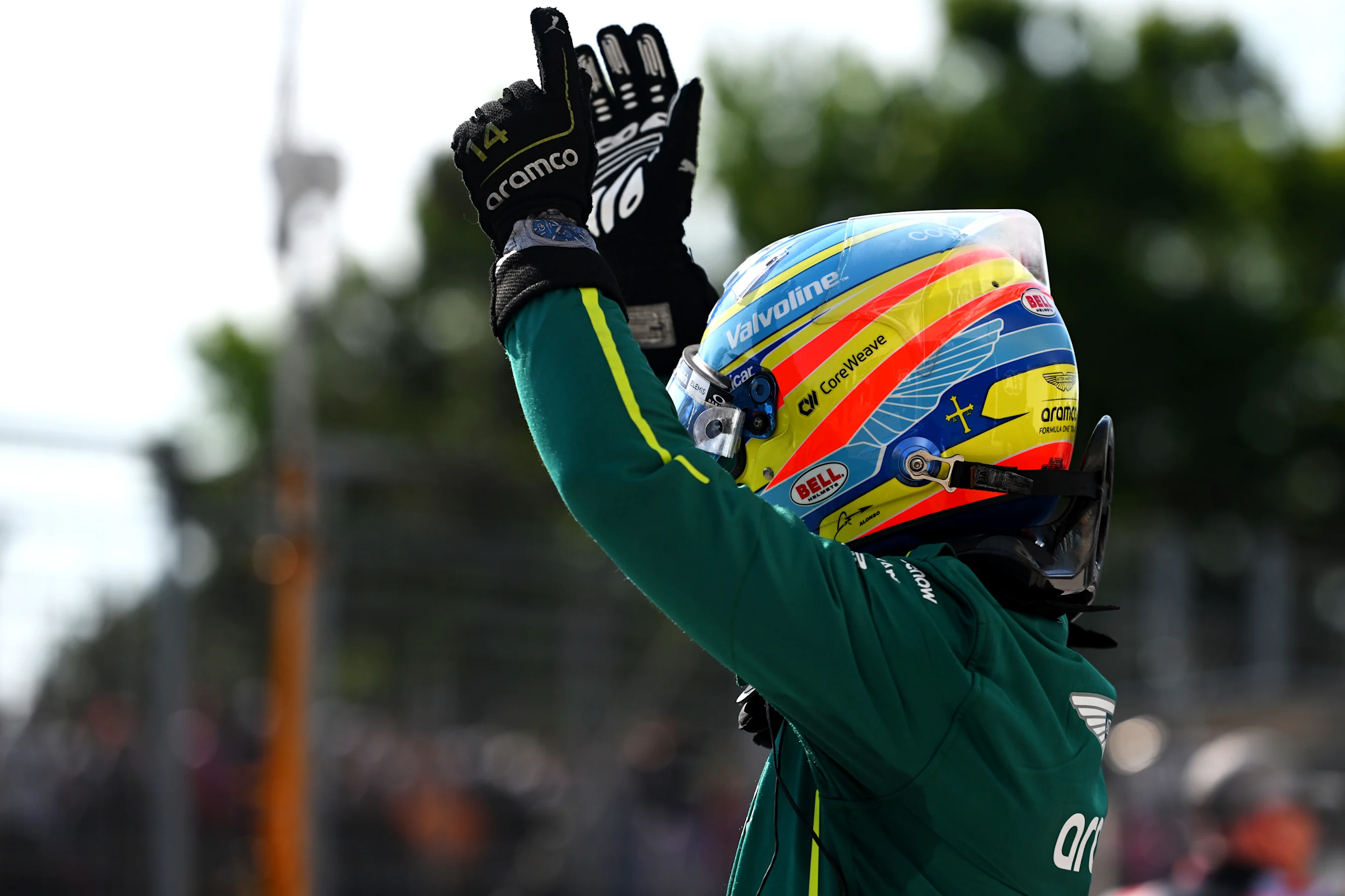 MONTREAL, QUEBEC - JUNE 14: Sixth placed qualifier Fernando Alonso of Spain and Aston Martin F1