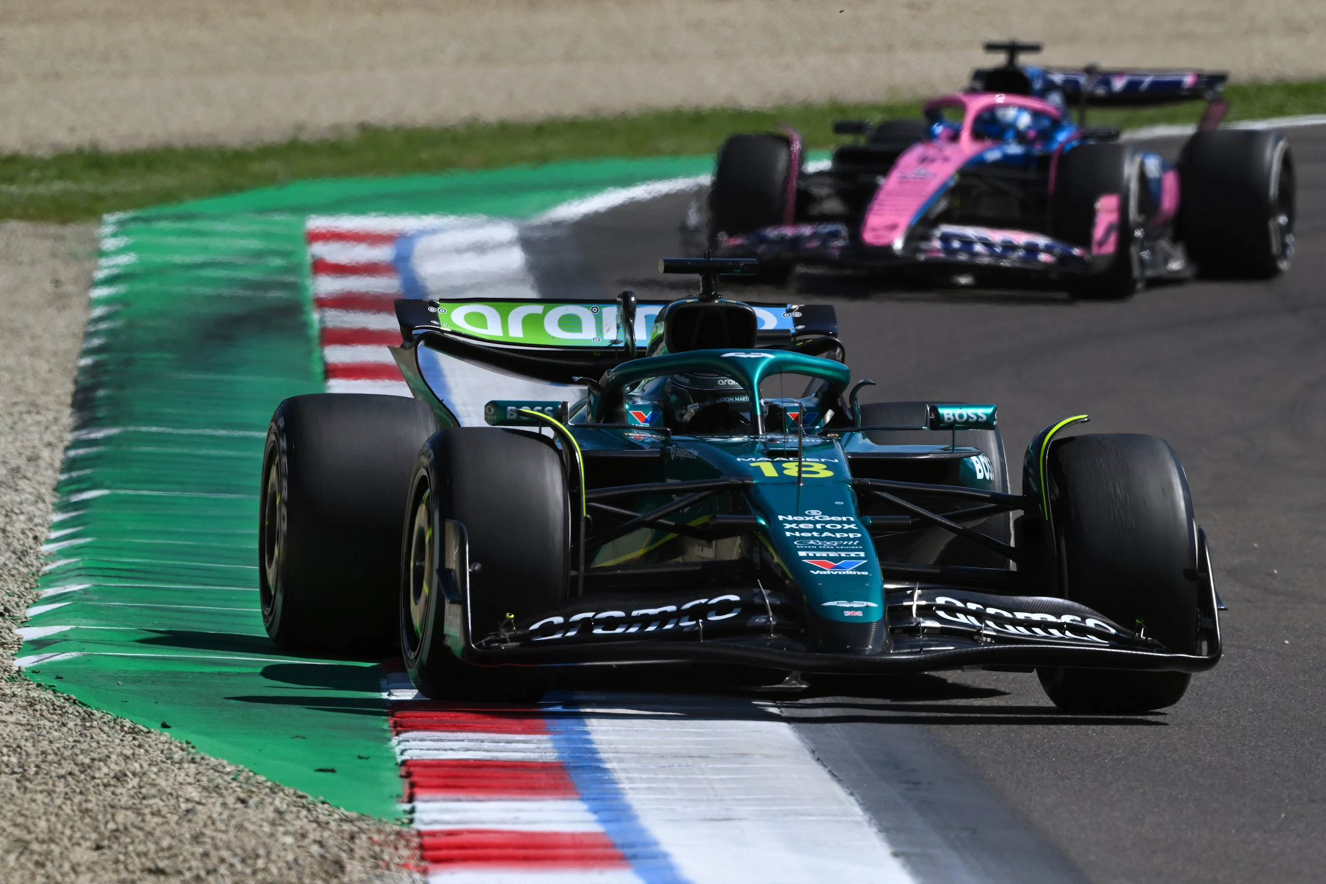 IMOLA, ITALY - MAY 18: Lance Stroll of Canada driving the (18) Aston Martin F1 Team AMR25 Mercedes