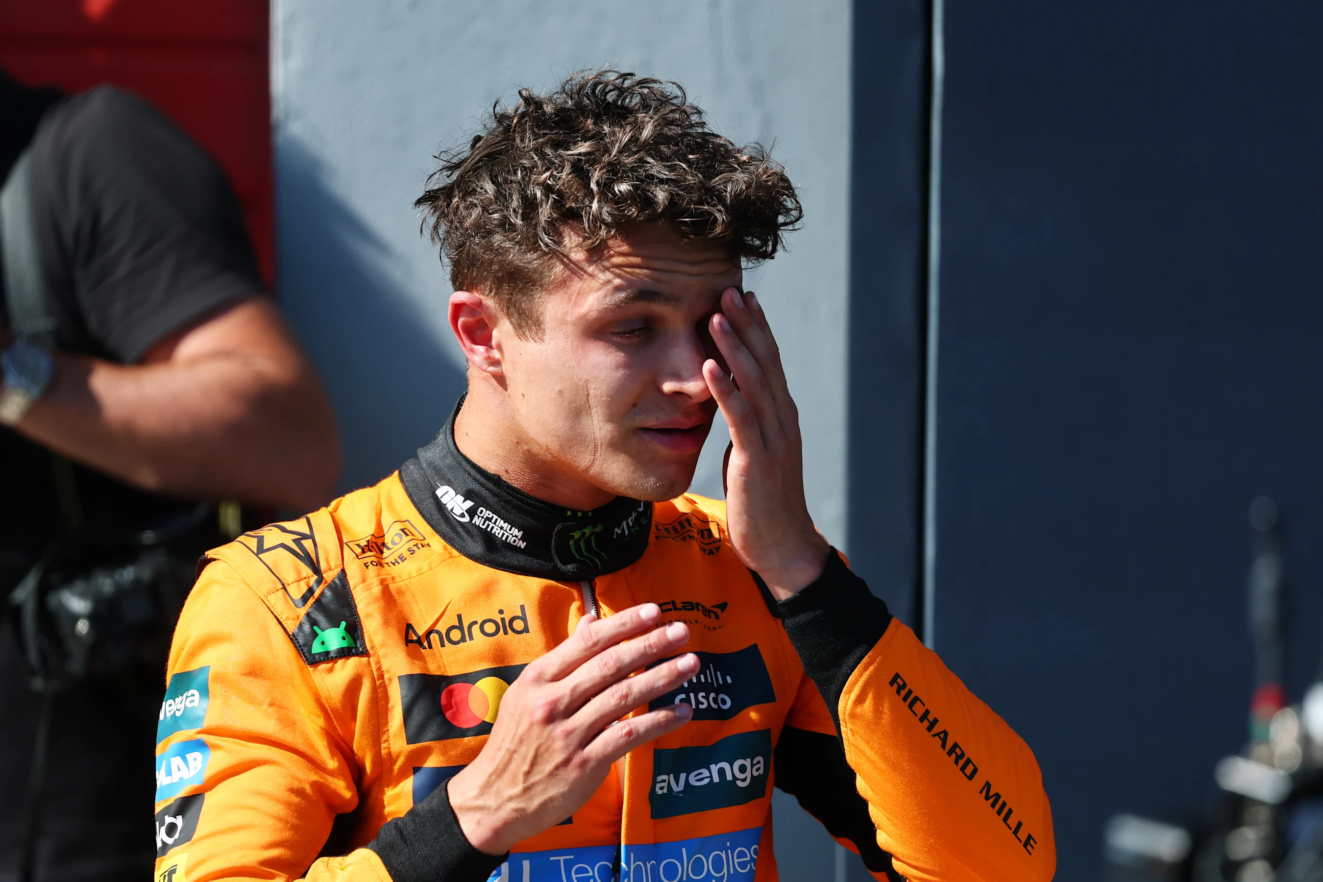 IMOLA, ITALY - MAY 18: Second placed Lando Norris of Great Britain and McLaren looks on in parc
