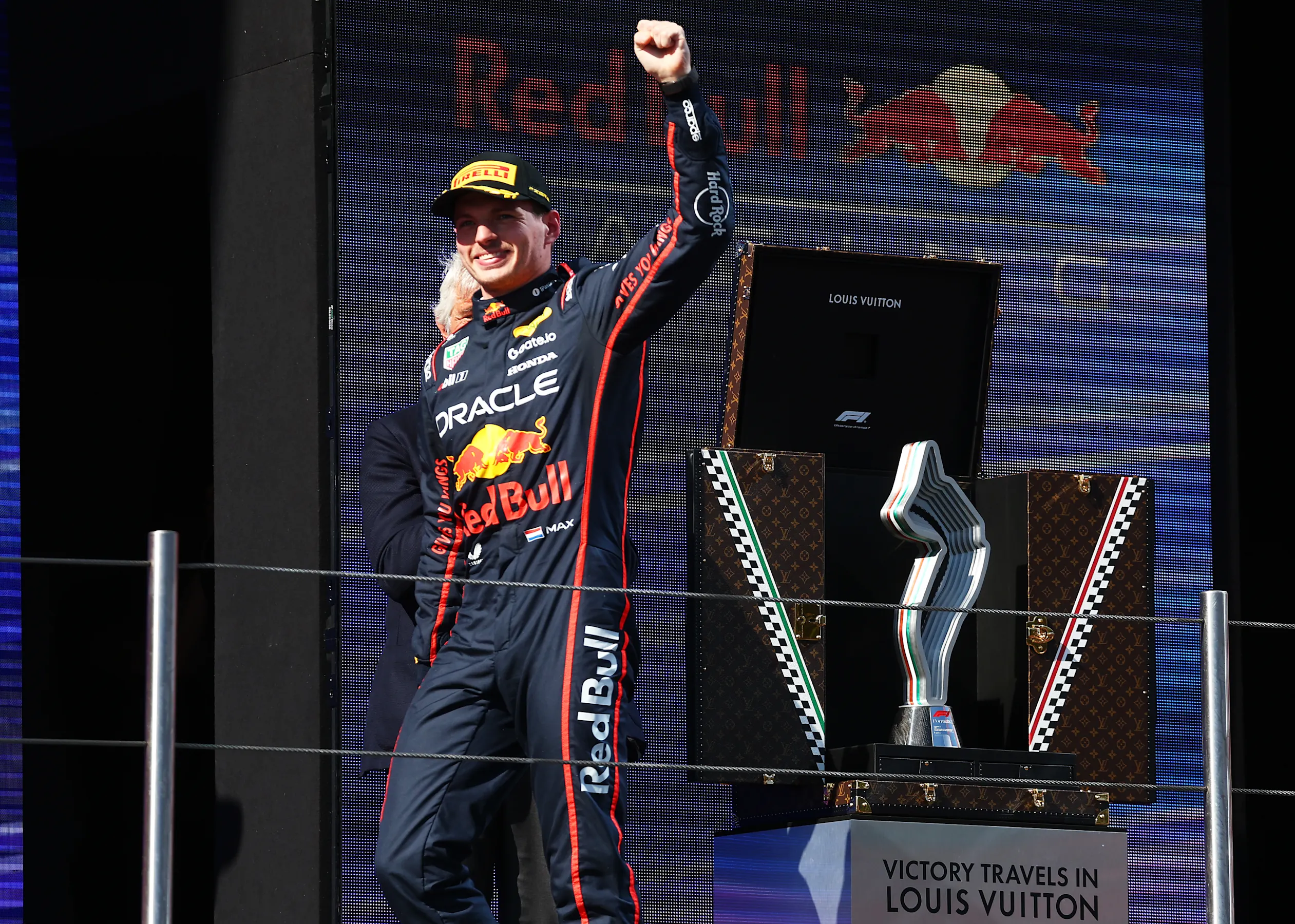 IMOLA, ITALY - MAY 18: Race winner Max Verstappen of the Netherlands and Oracle Red Bull Racing