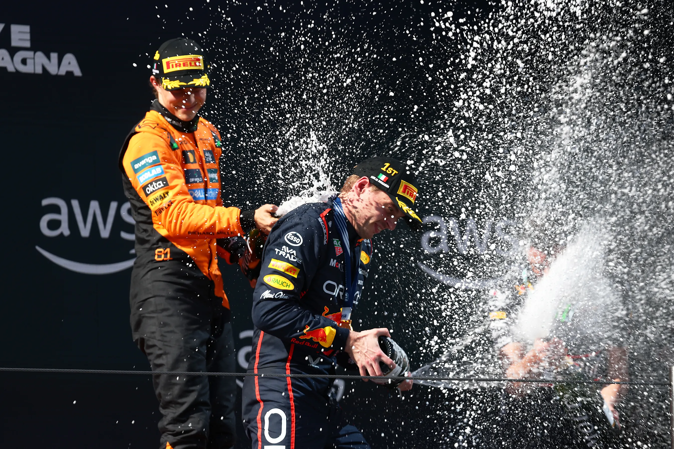 IMOLA, ITALY - MAY 18: Race winner Max Verstappen of the Netherlands and Oracle Red Bull Racing and