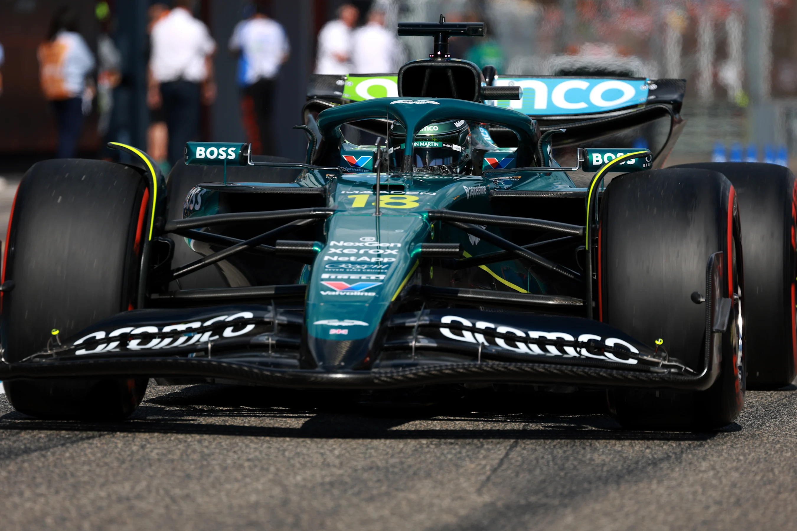 IMOLA, ITALY - MAY 17: Lance Stroll of Canada driving the (18) Aston Martin F1 Team AMR25 Mercedes