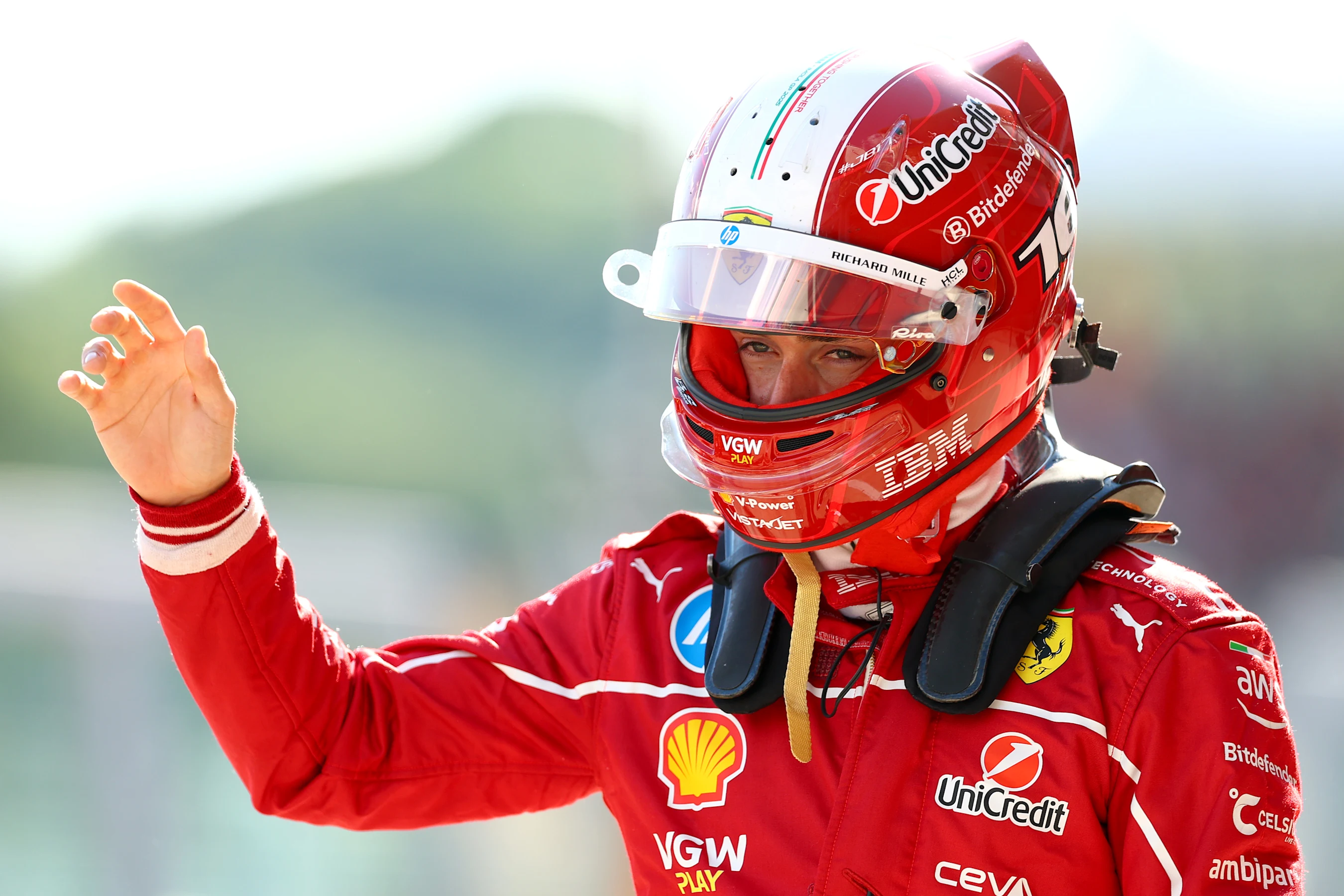 IMOLA, ITALY - MAY 17: Eleventh placed qualifier Charles Leclerc of Monaco and Scuderia Ferrari