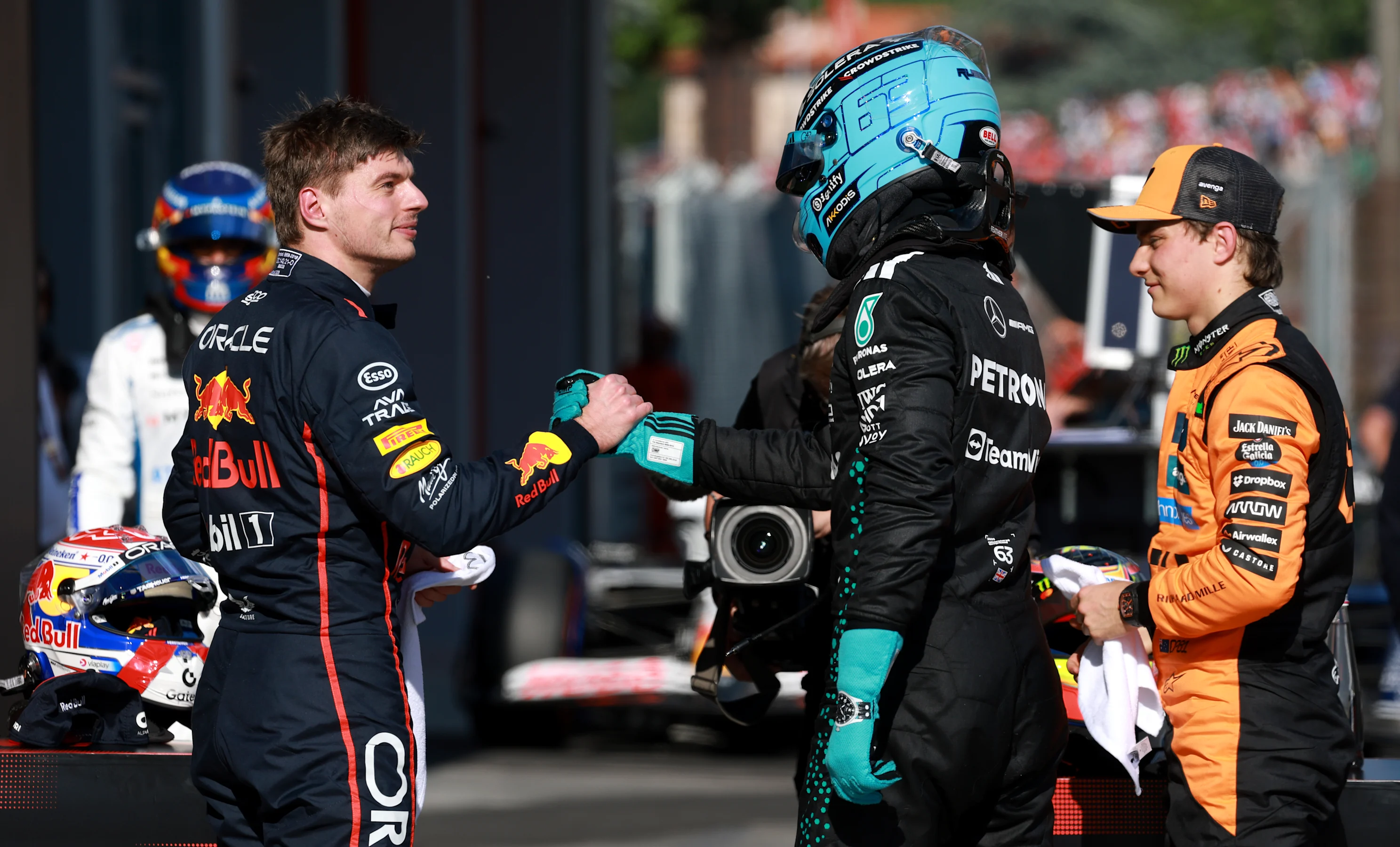IMOLA, ITALY - MAY 17: Second placed qualifier Max Verstappen of the Netherlands and Oracle Red