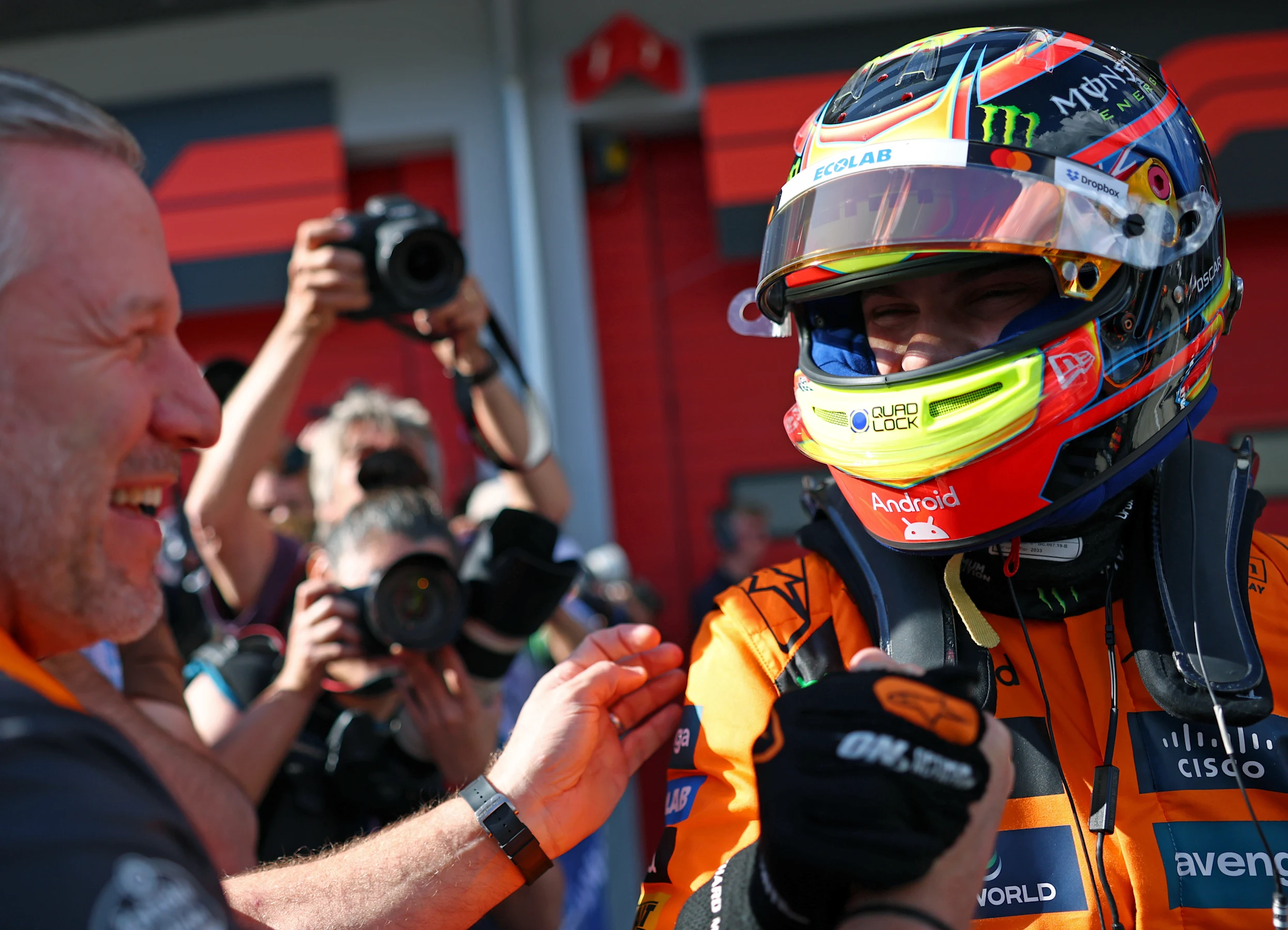 IMOLA, ITALY - MAY 17: Zak Brown, Chief Executive Officer of McLaren and Pole position qualifier
