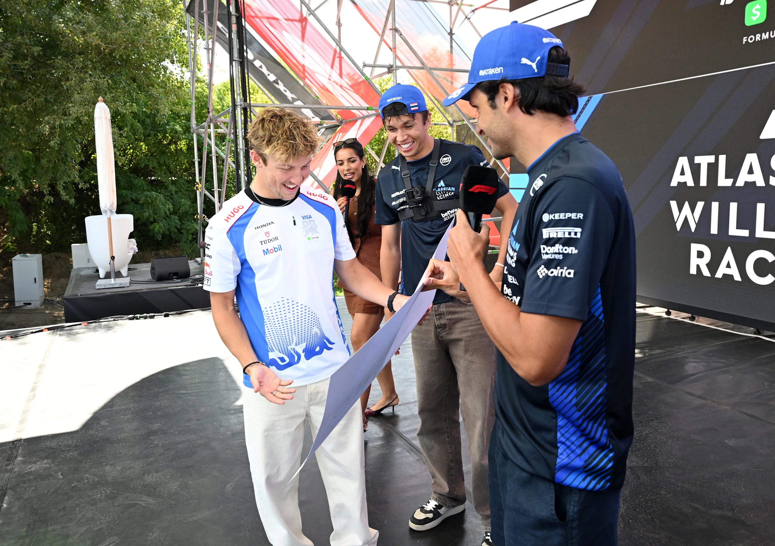 BUDAPEST, HUNGARY - AUGUST 01: Alexander Albon of Thailand and Williams Liam Lawson of New Zealand