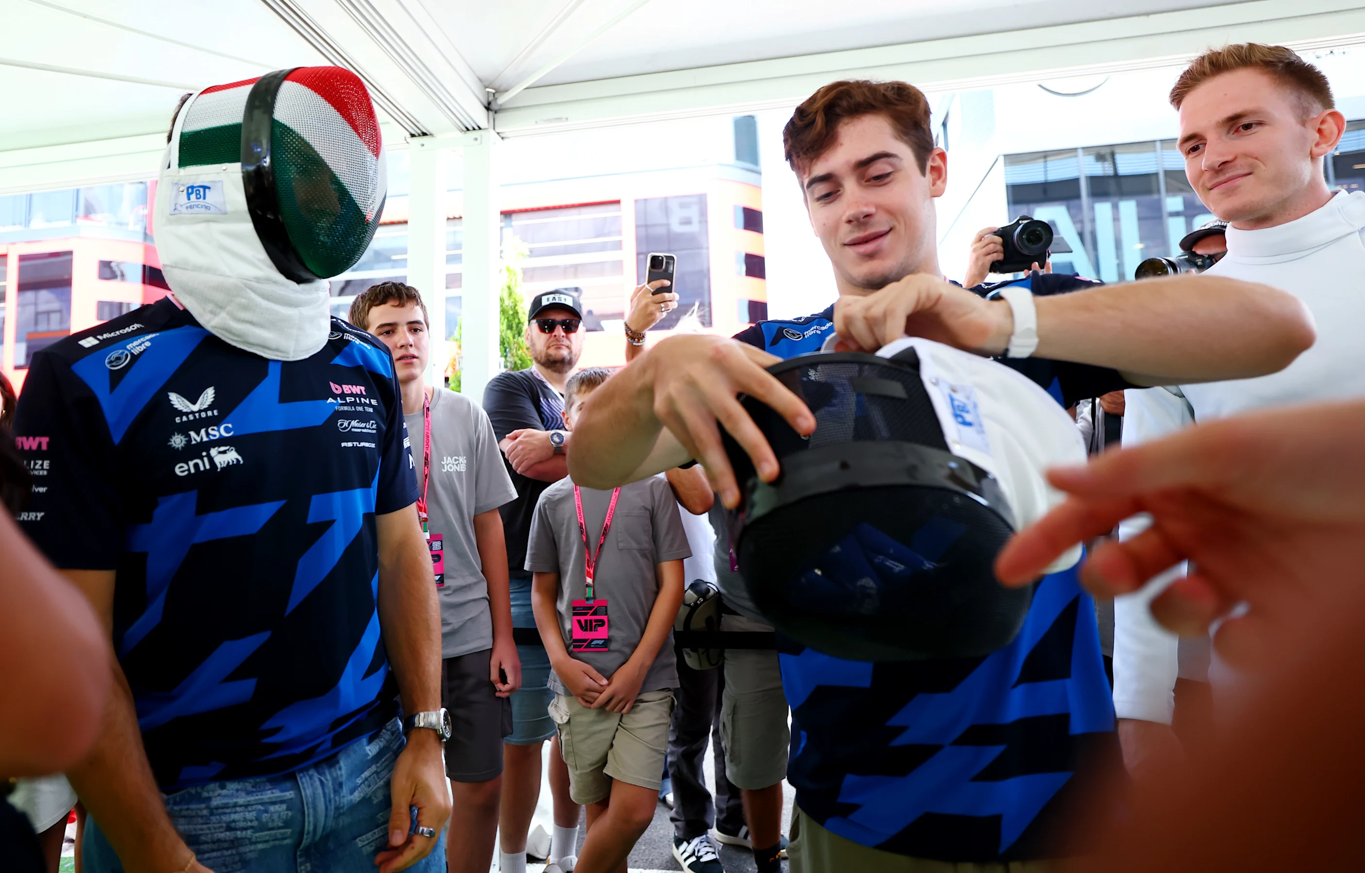 BUDAPEST, HUNGARY - JULY 31: Pierre Gasly of France and Alpine F1 and Franco Colapinto of Argentina