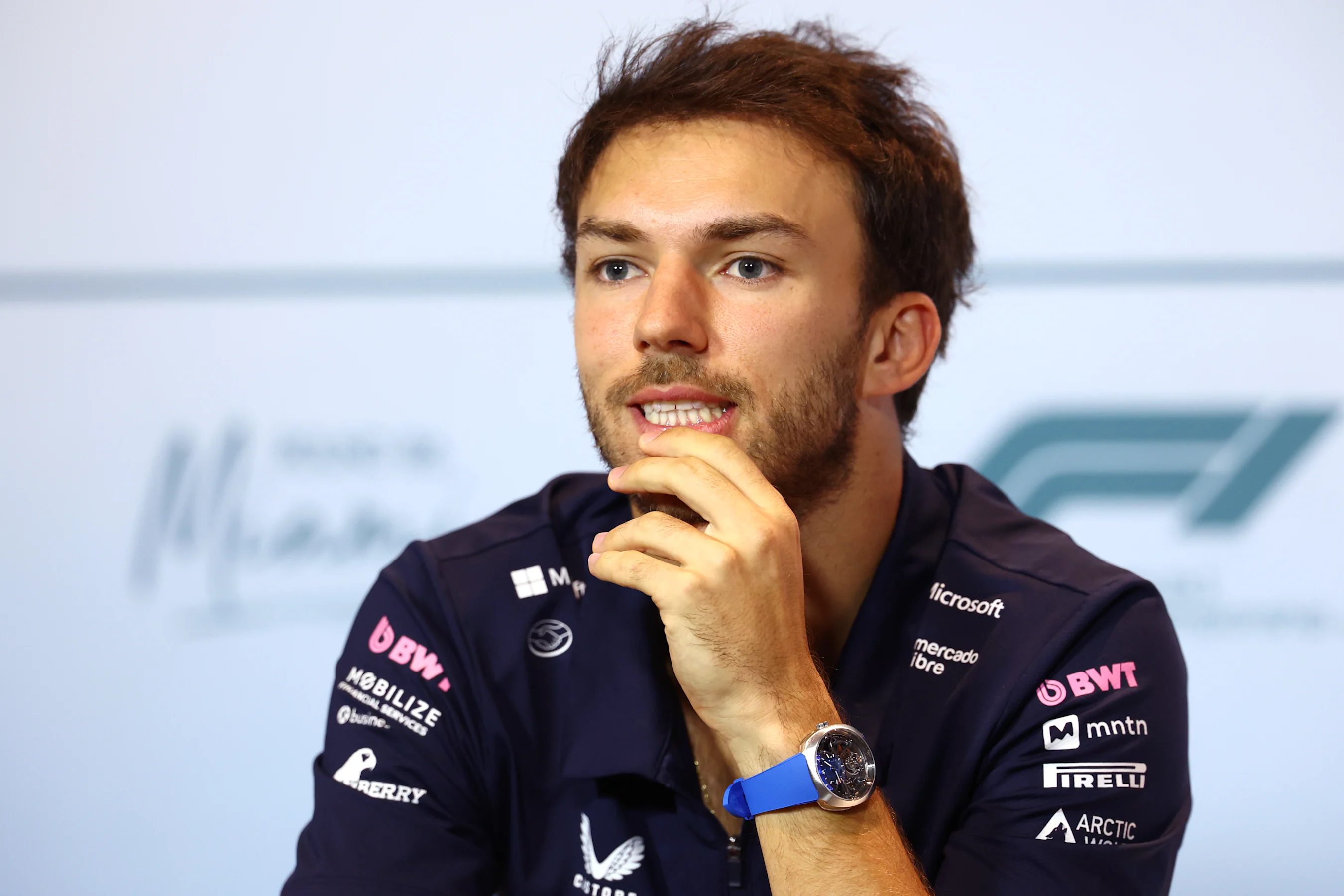 MIAMI, FLORIDA - MAY 01: Pierre Gasly of France and Alpine F1 looks on during the Drivers Press