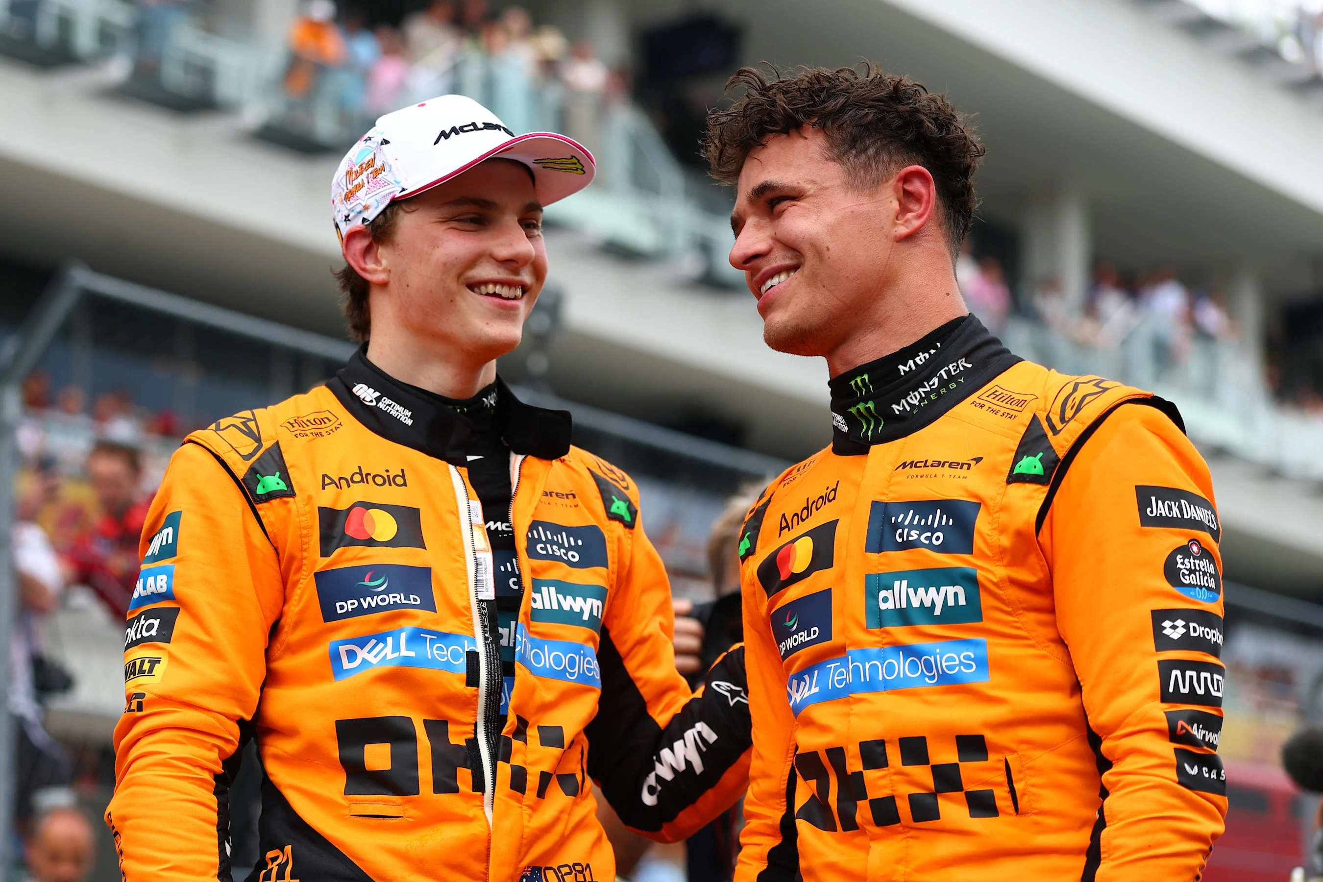 MIAMI, FLORIDA - MAY 03: Sprint winner Lando Norris of Great Britain and McLaren and Second placed