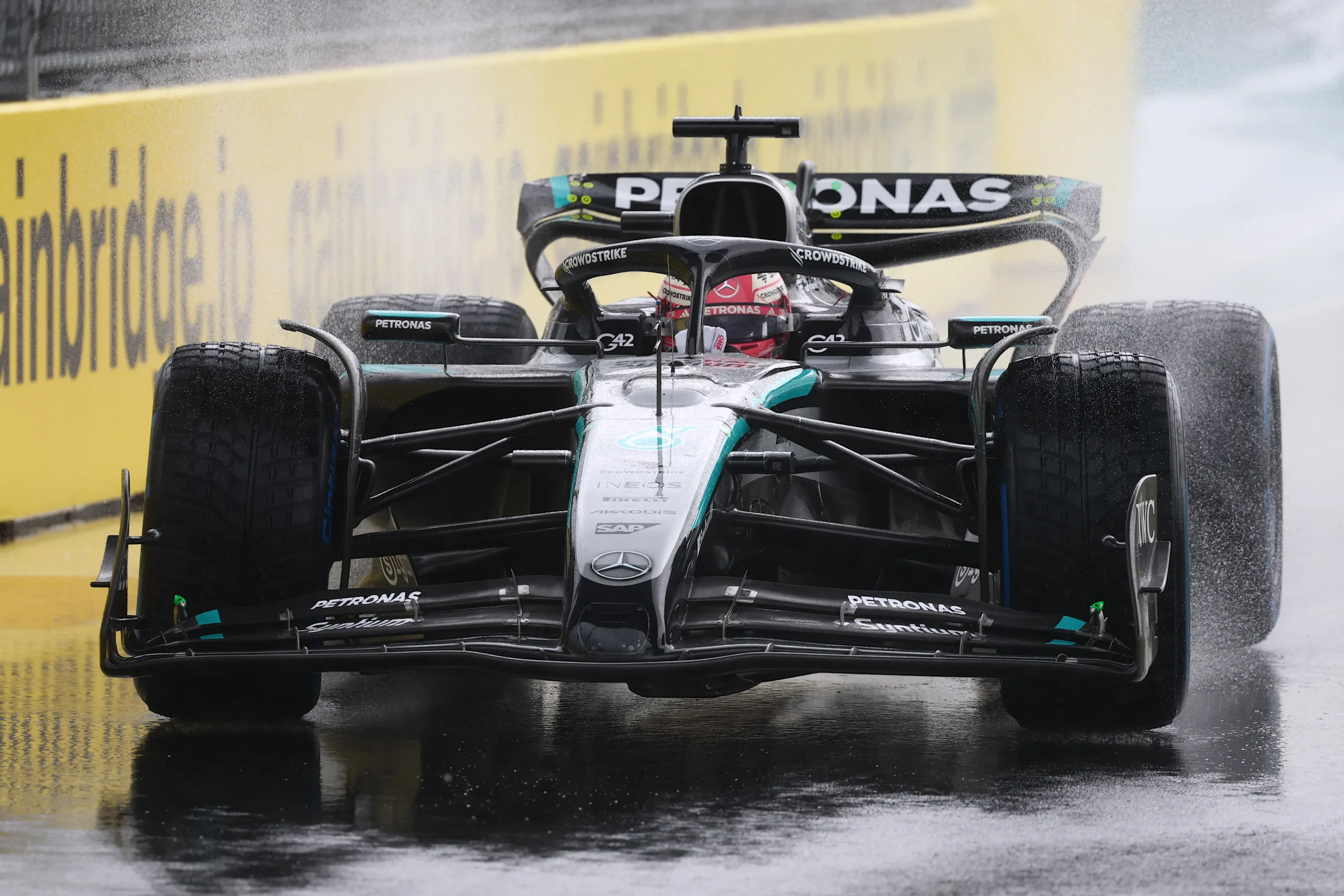 MIAMI, FLORIDA - MAY 03: George Russell of Great Britain driving the (63) Mercedes AMG Petronas F1