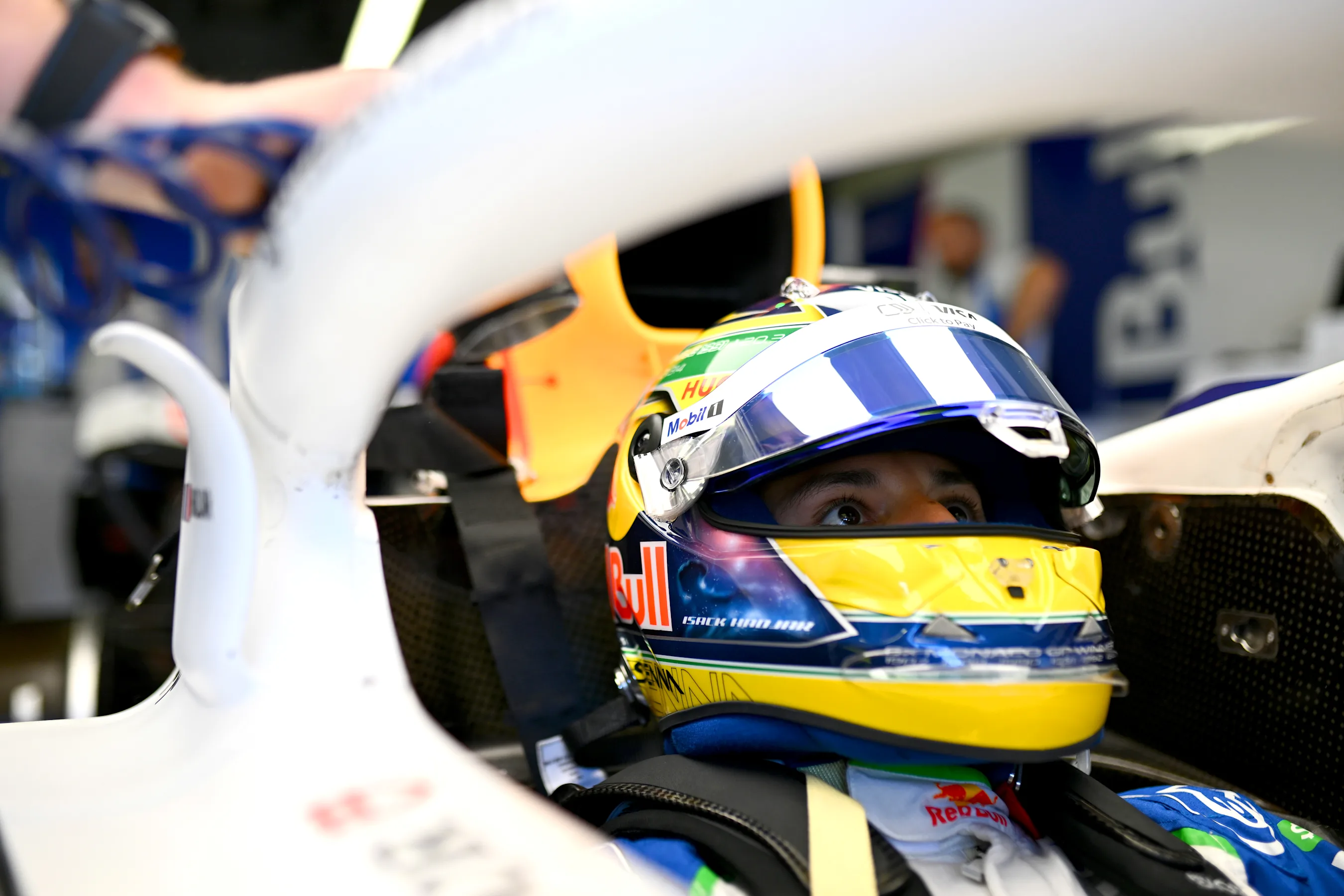 MONTE-CARLO, MONACO - MAY 22: Isack Hadjar of France and Visa Cash App Racing Bulls in his cockpit