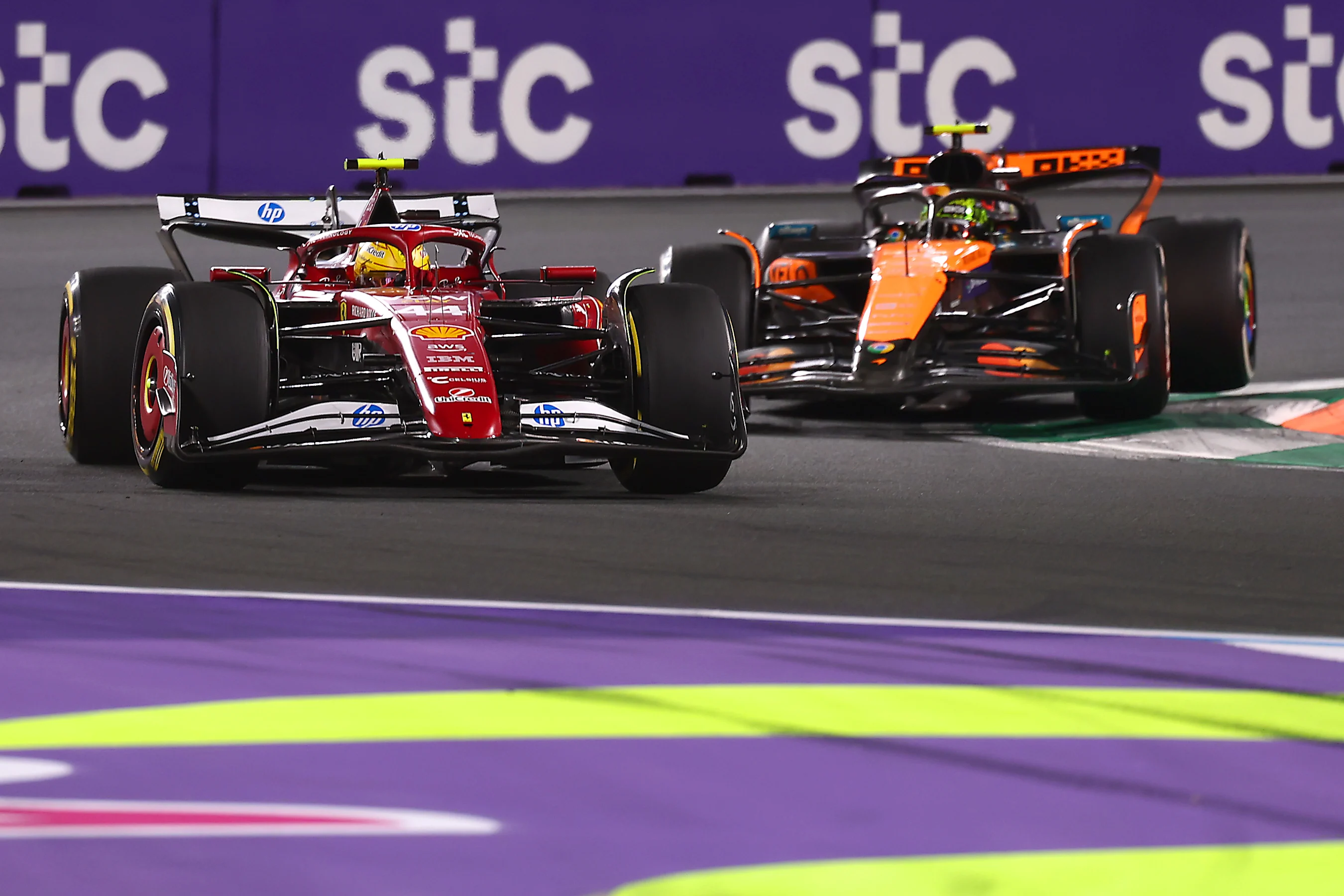 JEDDAH, SAUDI ARABIA - APRIL 20: Lewis Hamilton of Great Britain driving the (44) Scuderia Ferrari