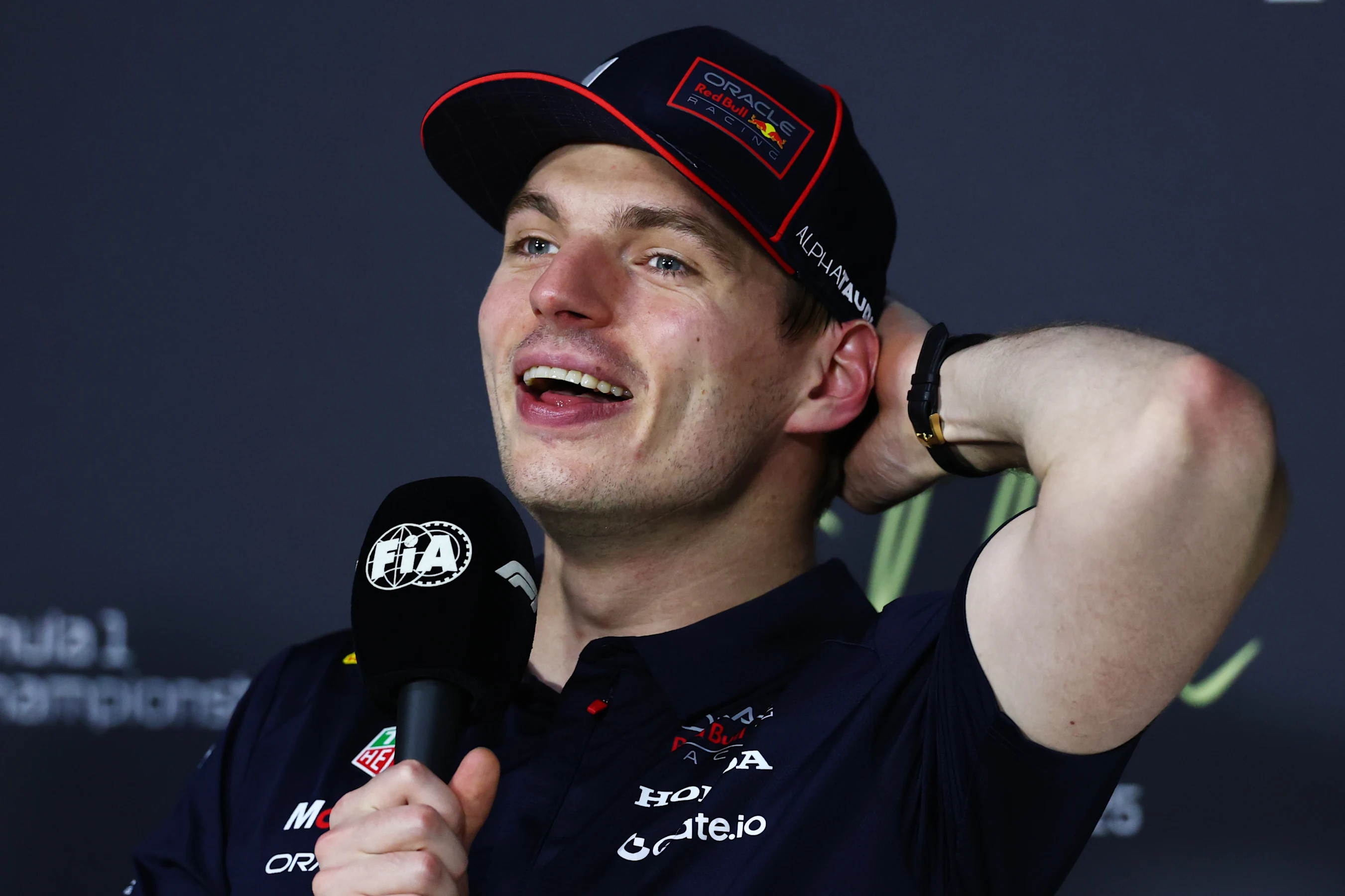JEDDAH, SAUDI ARABIA - APRIL 19: Pole position qualifier Max Verstappen of the Netherlands and