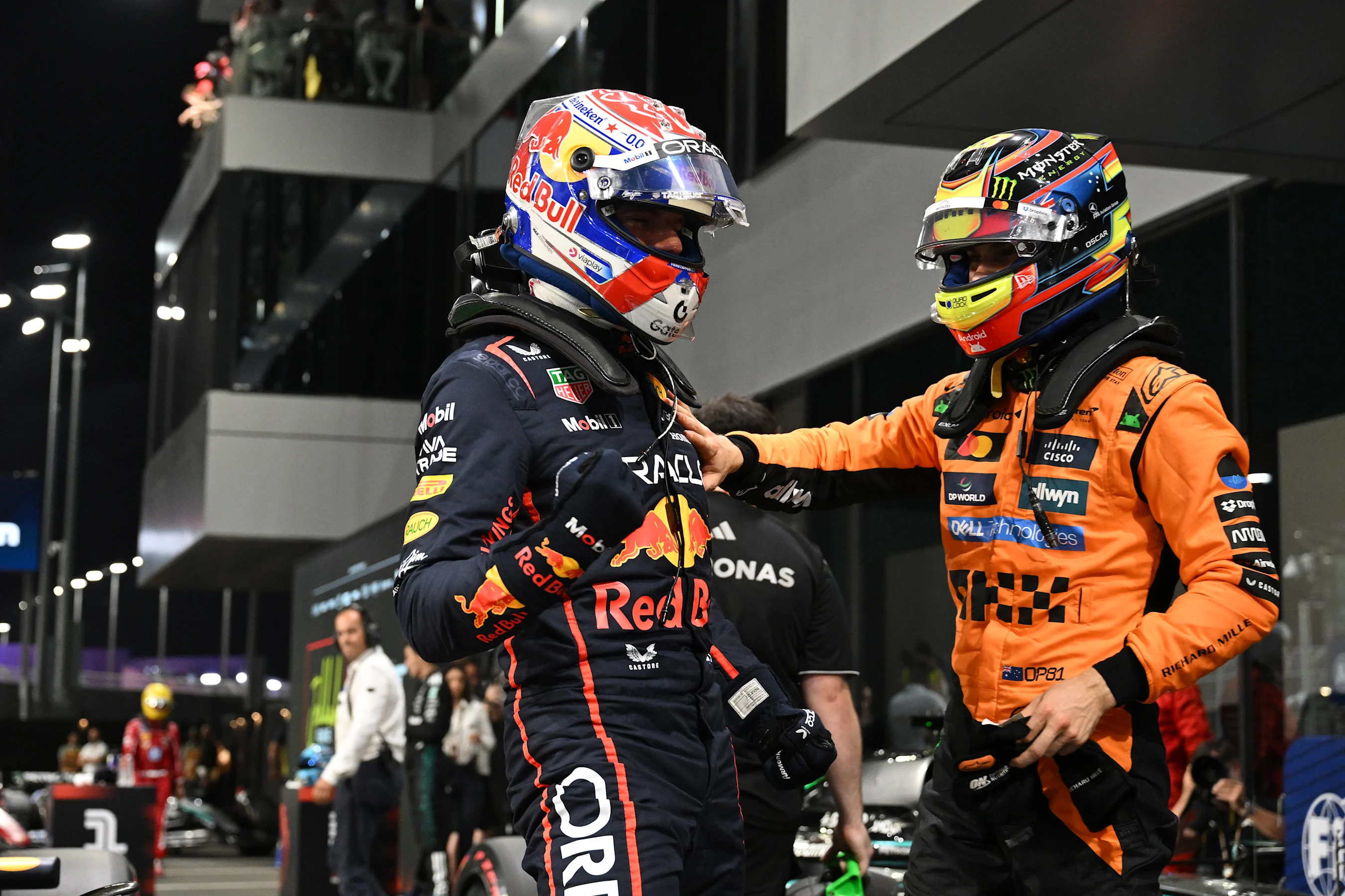 JEDDAH, SAUDI ARABIA - APRIL 19: Pole position qualifier Max Verstappen of the Netherlands and