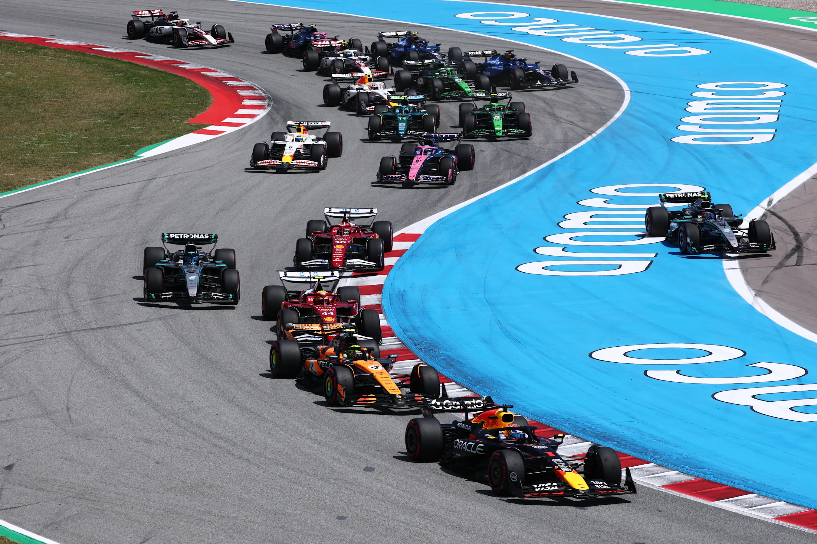 BARCELONA, SPAIN - JUNE 01: Max Verstappen of the Netherlands driving the (1) Oracle Red Bull