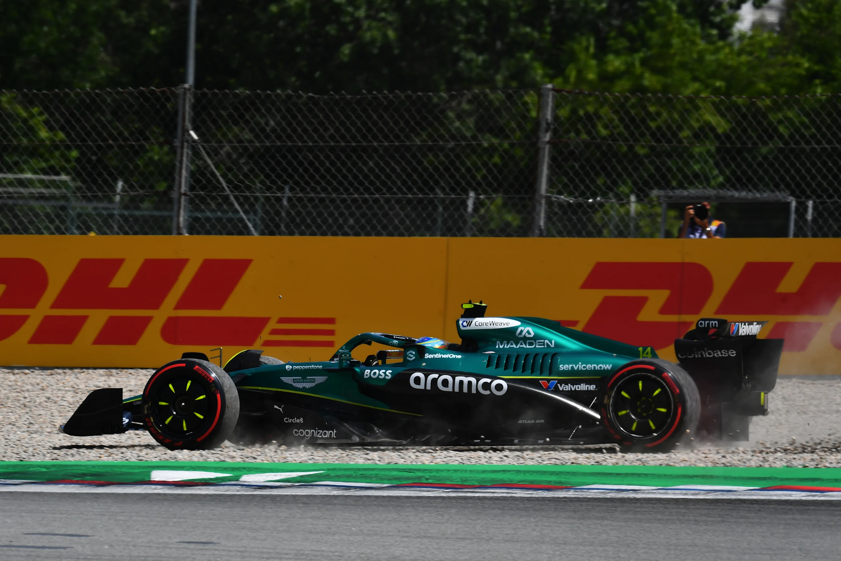 BARCELONA, SPAIN - JUNE 01: Fernando Alonso of Spain driving the (14) Aston Martin F1 Team AMR25