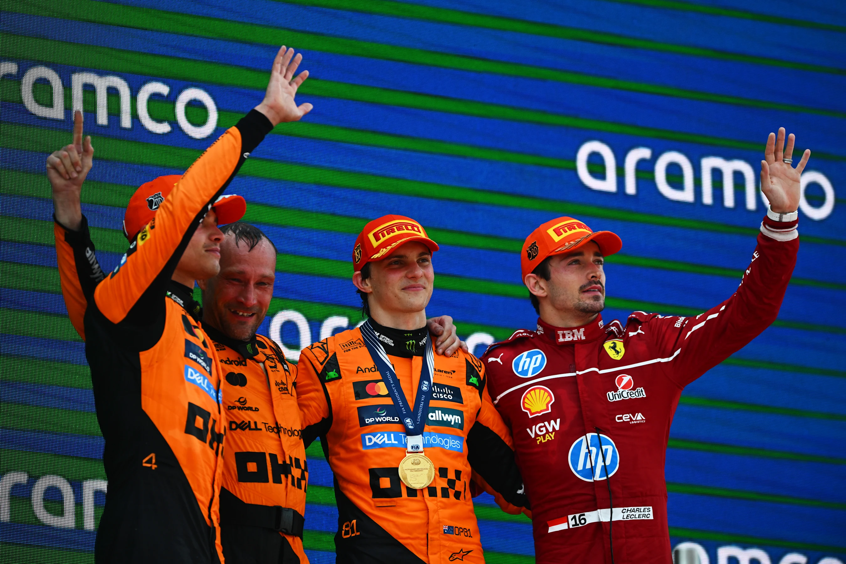 BARCELONA, SPAIN - JUNE 01: Race winner Oscar Piastri of Australia and McLaren Second placed Lando