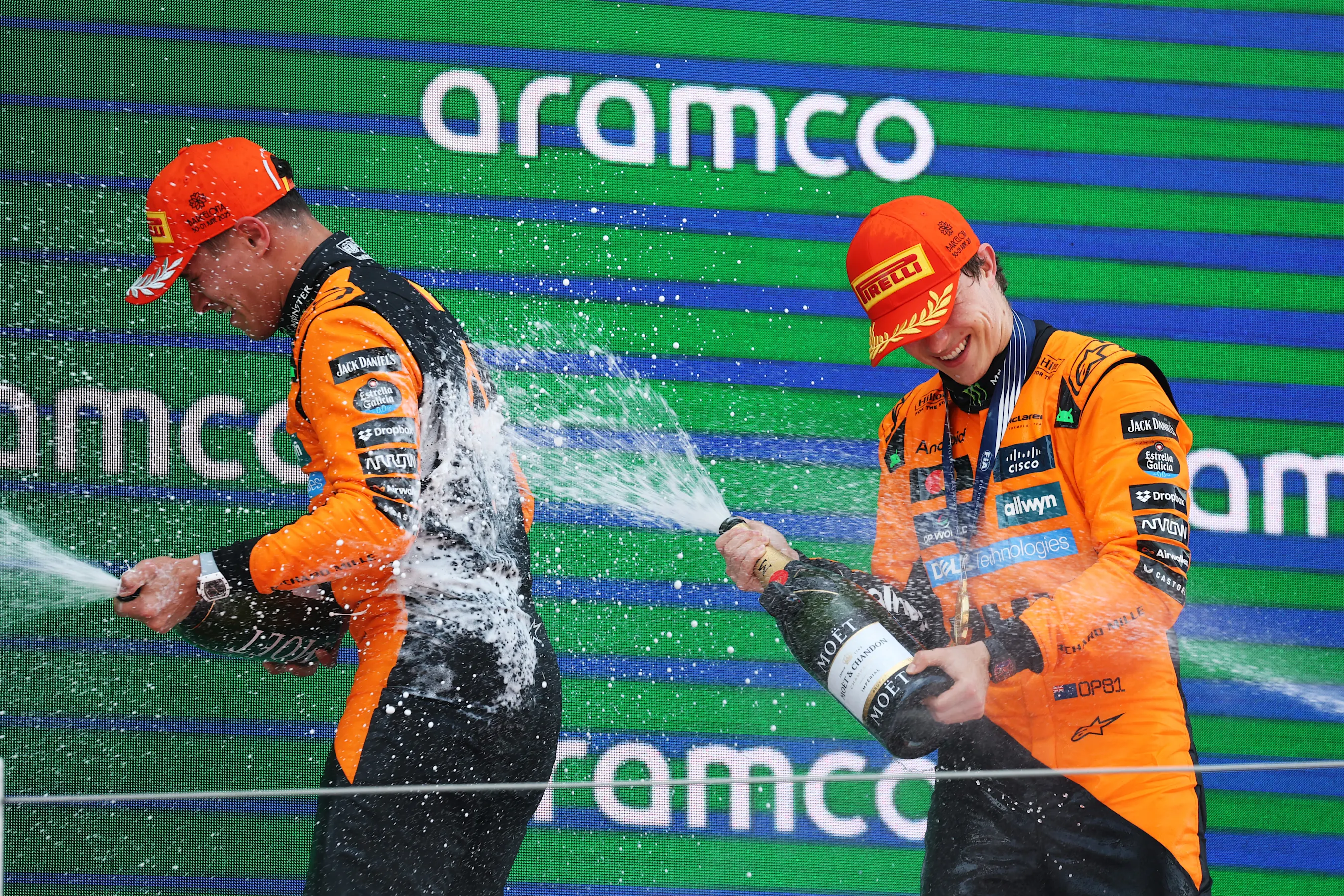 BARCELONA, SPAIN - JUNE 01: Race winner Oscar Piastri of Australia and McLaren and Second placed