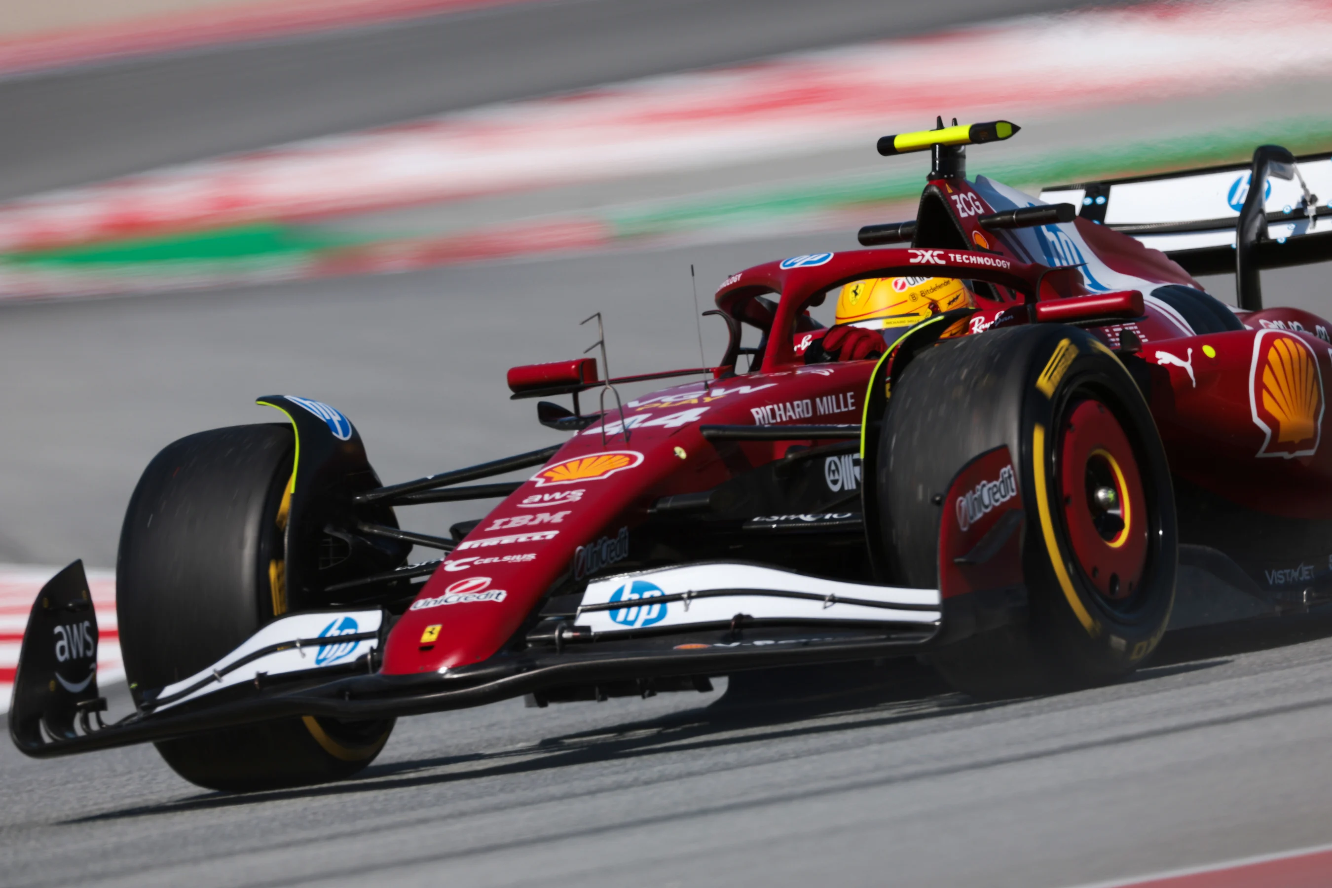 BARCELONA, SPAIN - MAY 30: Lewis Hamilton of Great Britain driving the (44) Scuderia Ferrari SF-25