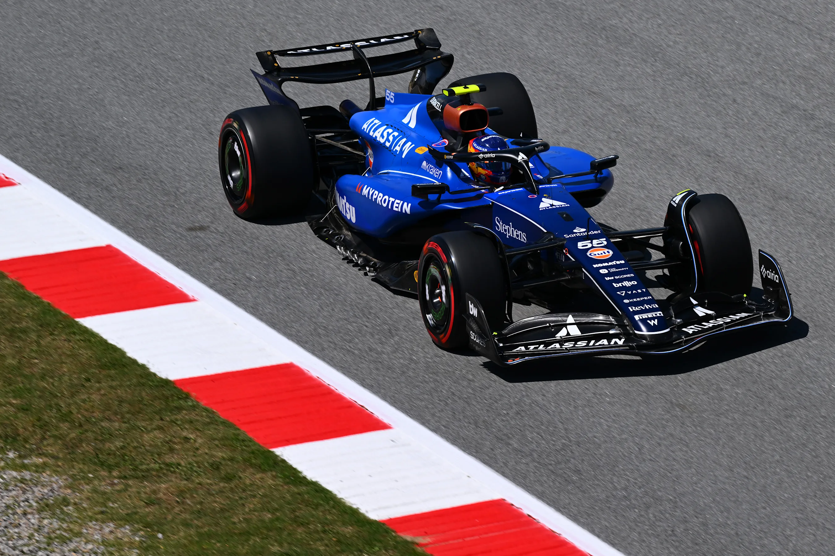 BARCELONA, SPAIN - MAY 31: Carlos Sainz of Spain driving the (55) Williams FW47 Mercedes on track