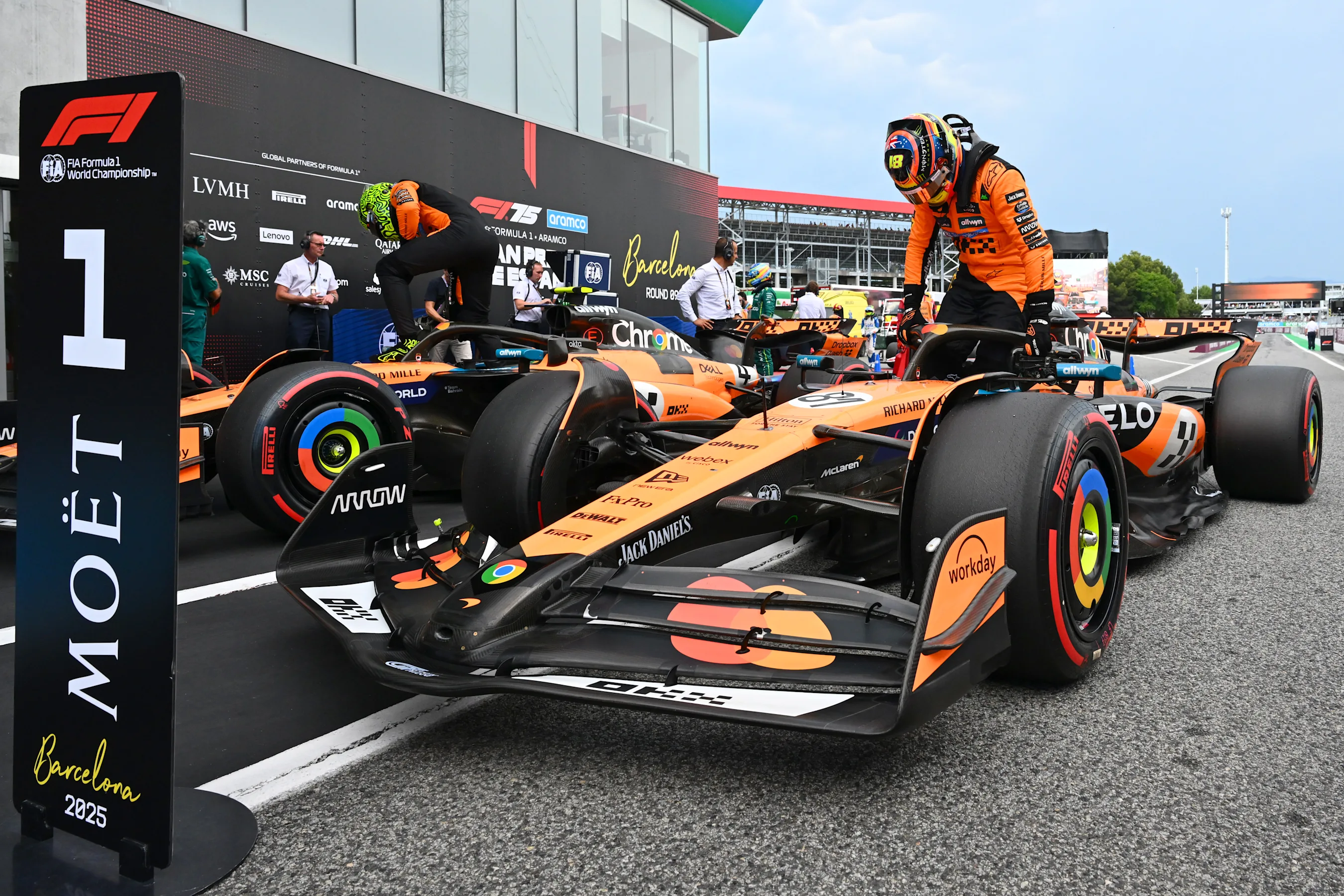BARCELONA, SPAIN - MAY 31: Pole position qualifier Oscar Piastri of Australia and McLaren and