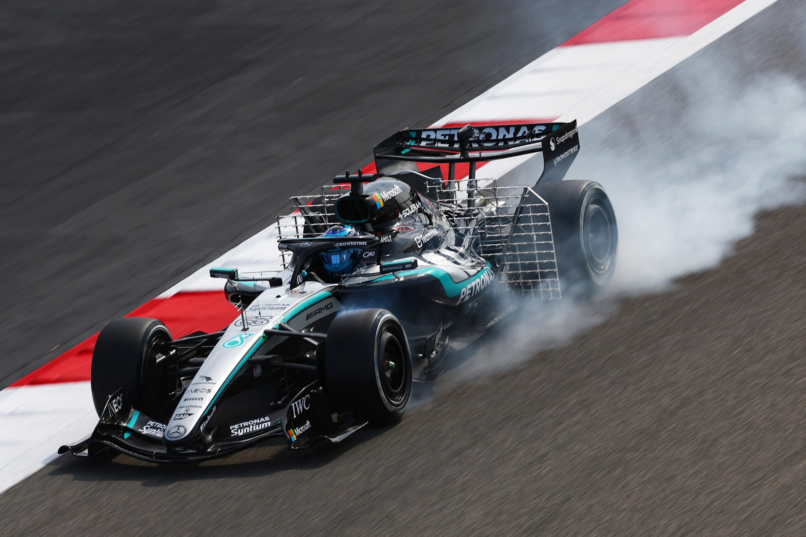 BAHRAIN, BAHRAIN - FEBRUARY 11: George Russell of Great Britain driving the (63) Mercedes AMG