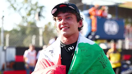 MONZA, ITALY - SEPTEMBER 06: Race winner Andrea Kimi Antonelli of Italy and Mercedes AMG Petronas