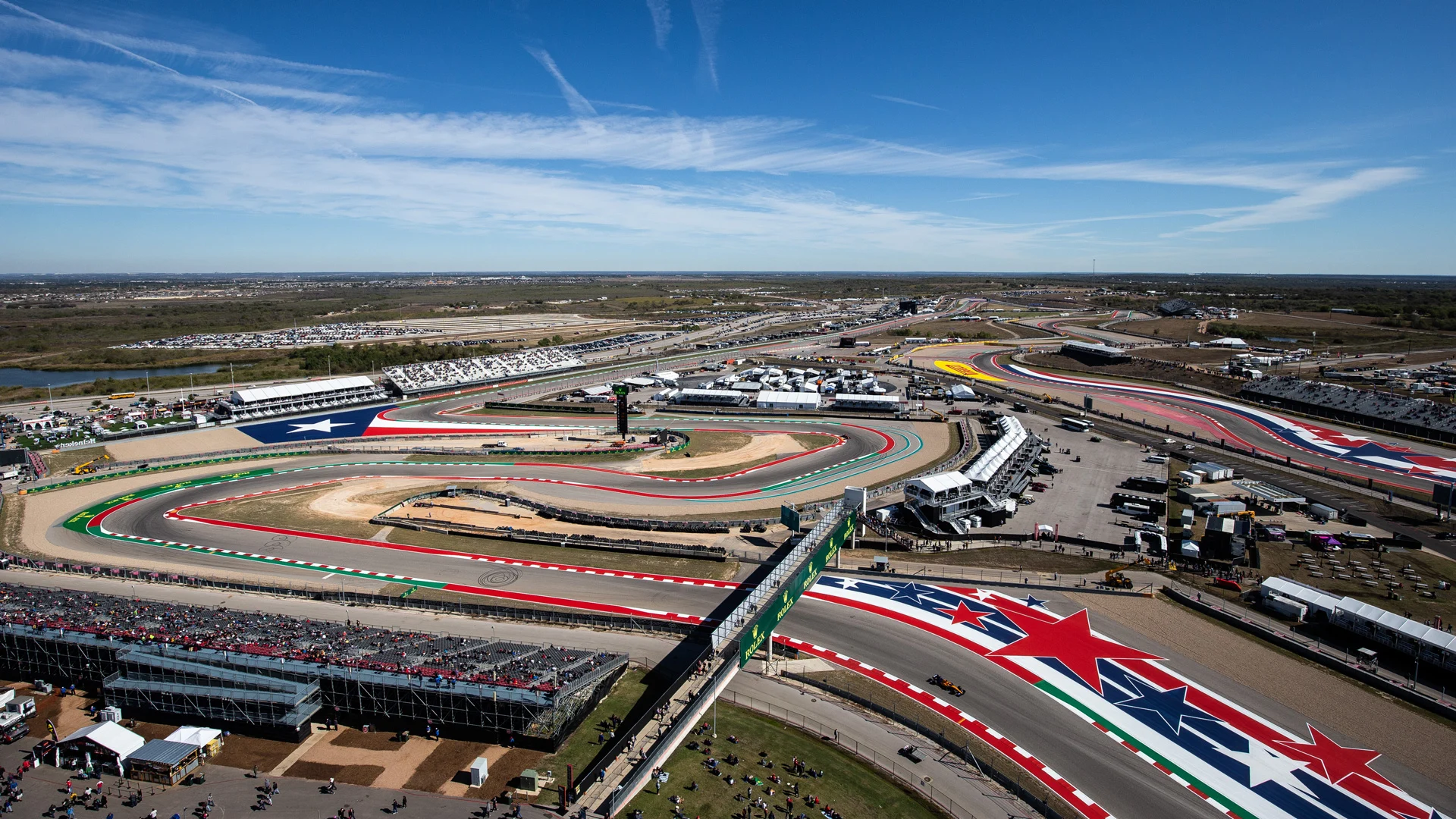 Aerial view of Circuit of The Americas in Austin, Texas
