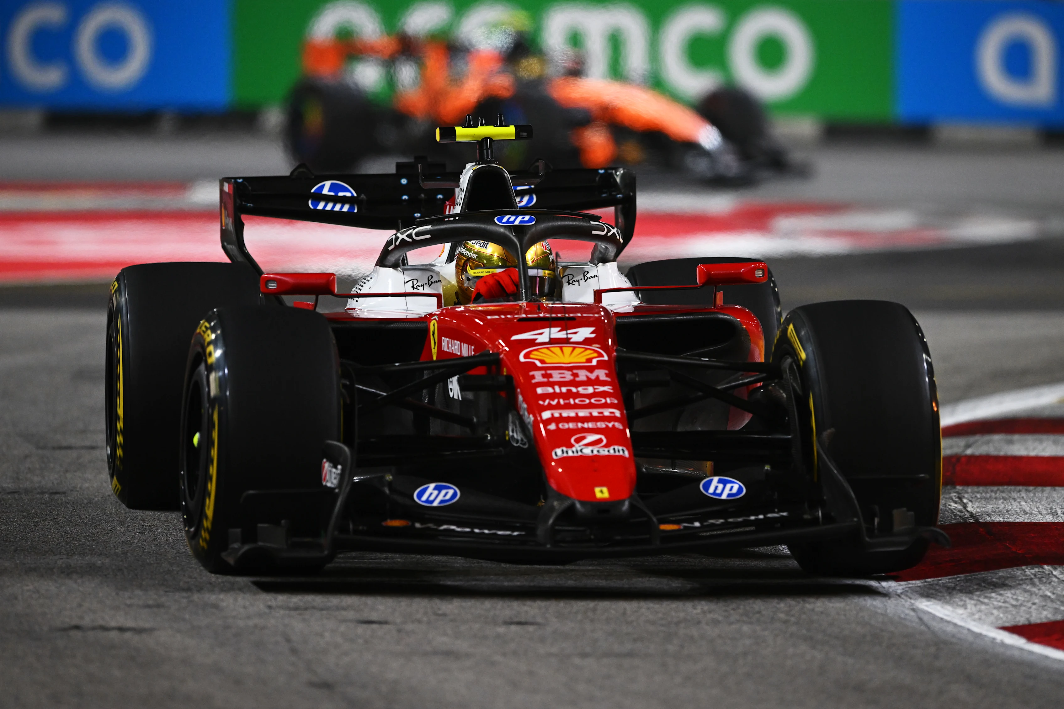 Lewis Hamilton driving the 2026 Ferrari SF-26 at the Singapore Grand Prix