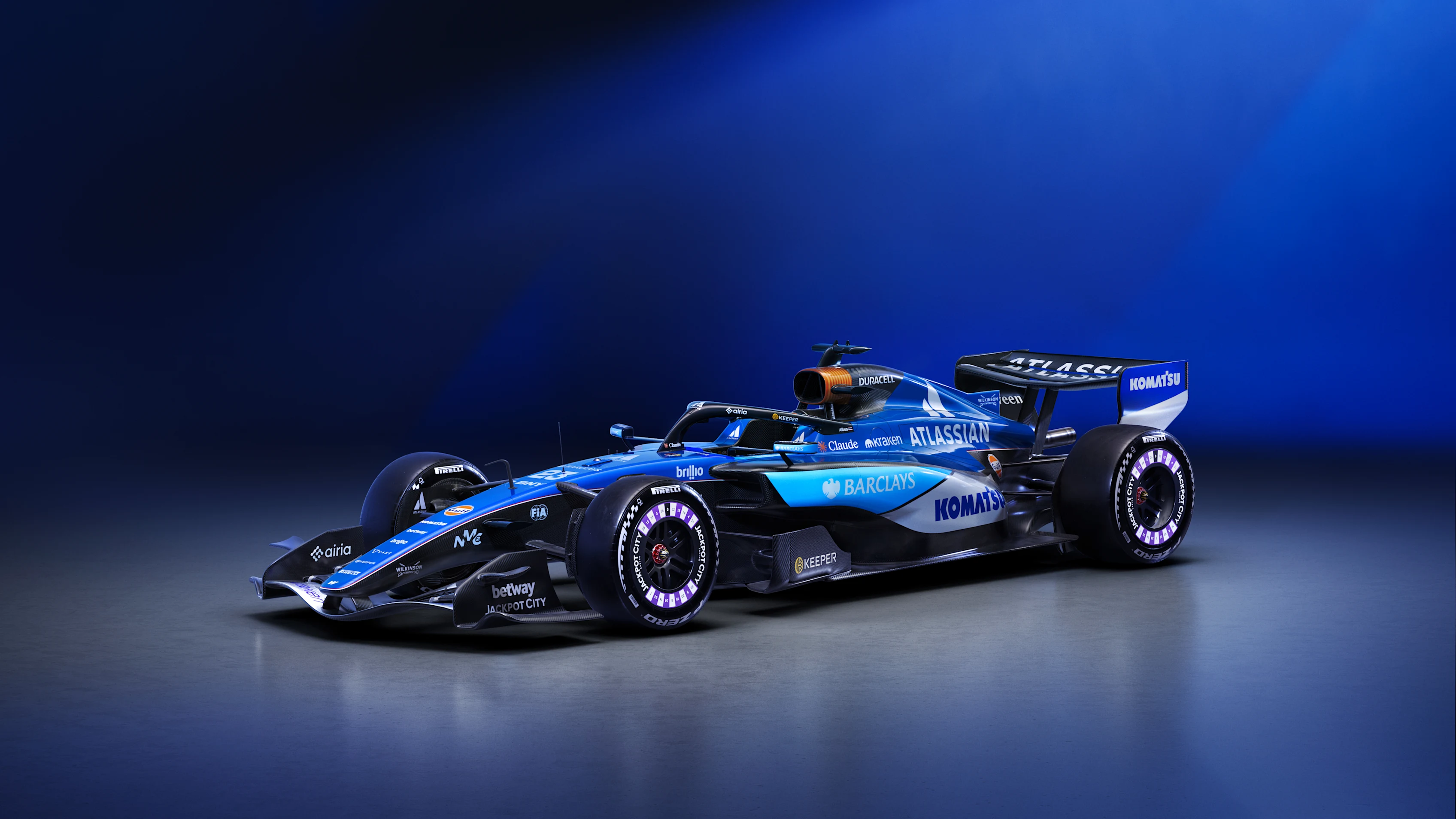 Williams FW48 Formula 1 car in its 2026 blue-and-white livery