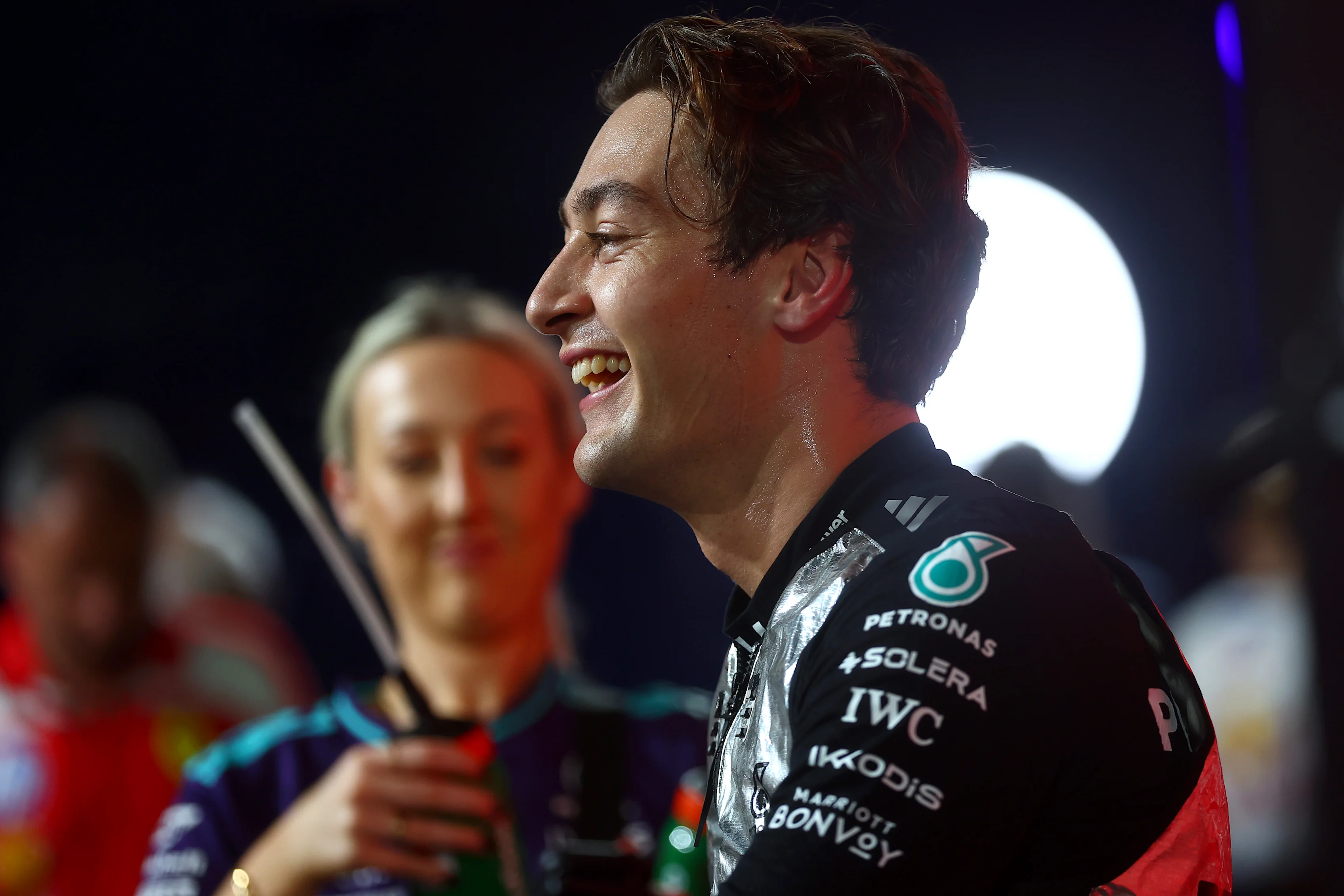 George Russell in the Mercedes W17 during the 2026 Singapore Grand Prix weekend