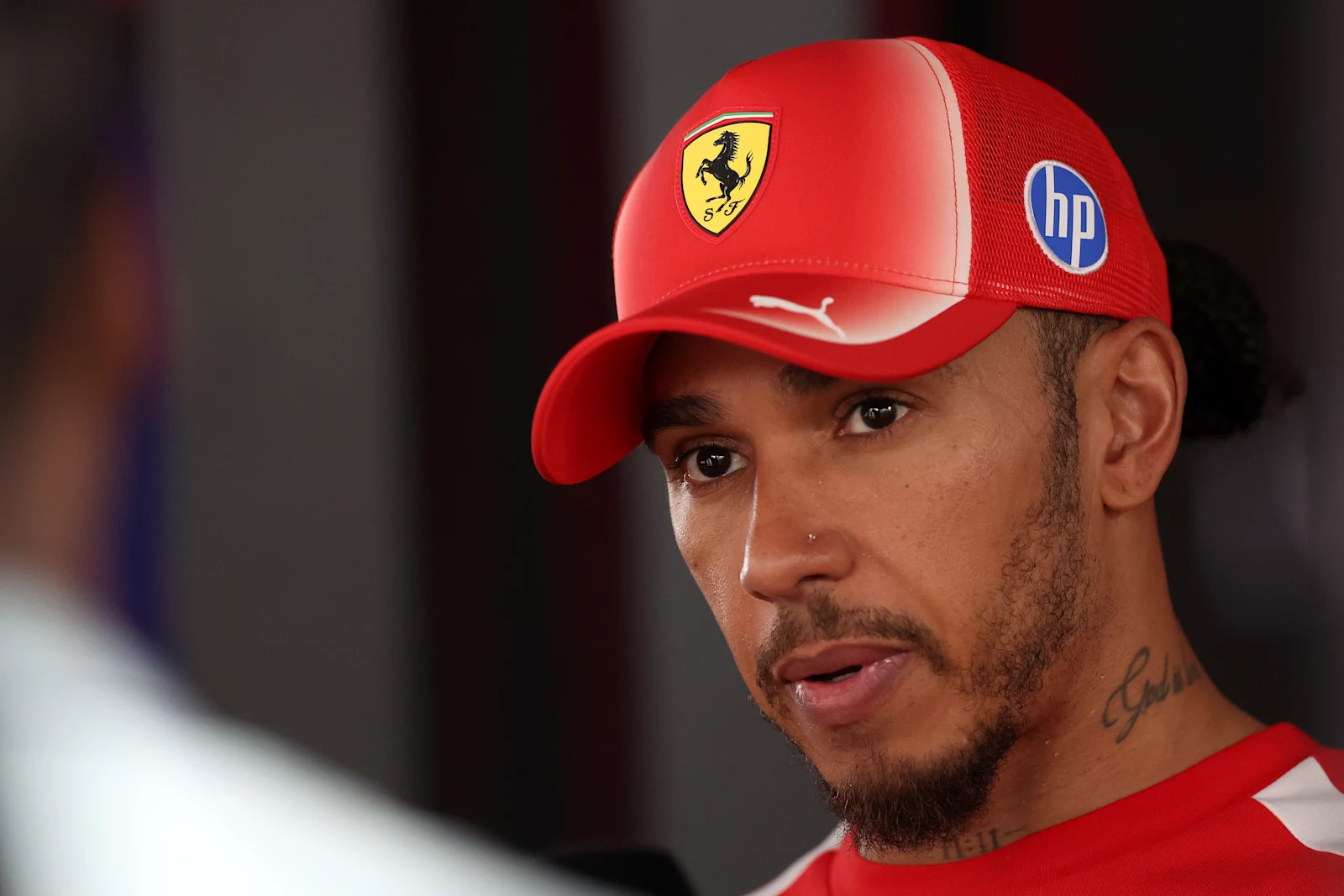 Lewis Hamilton in current Ferrari team clothing at the 2026 United States Grand Prix