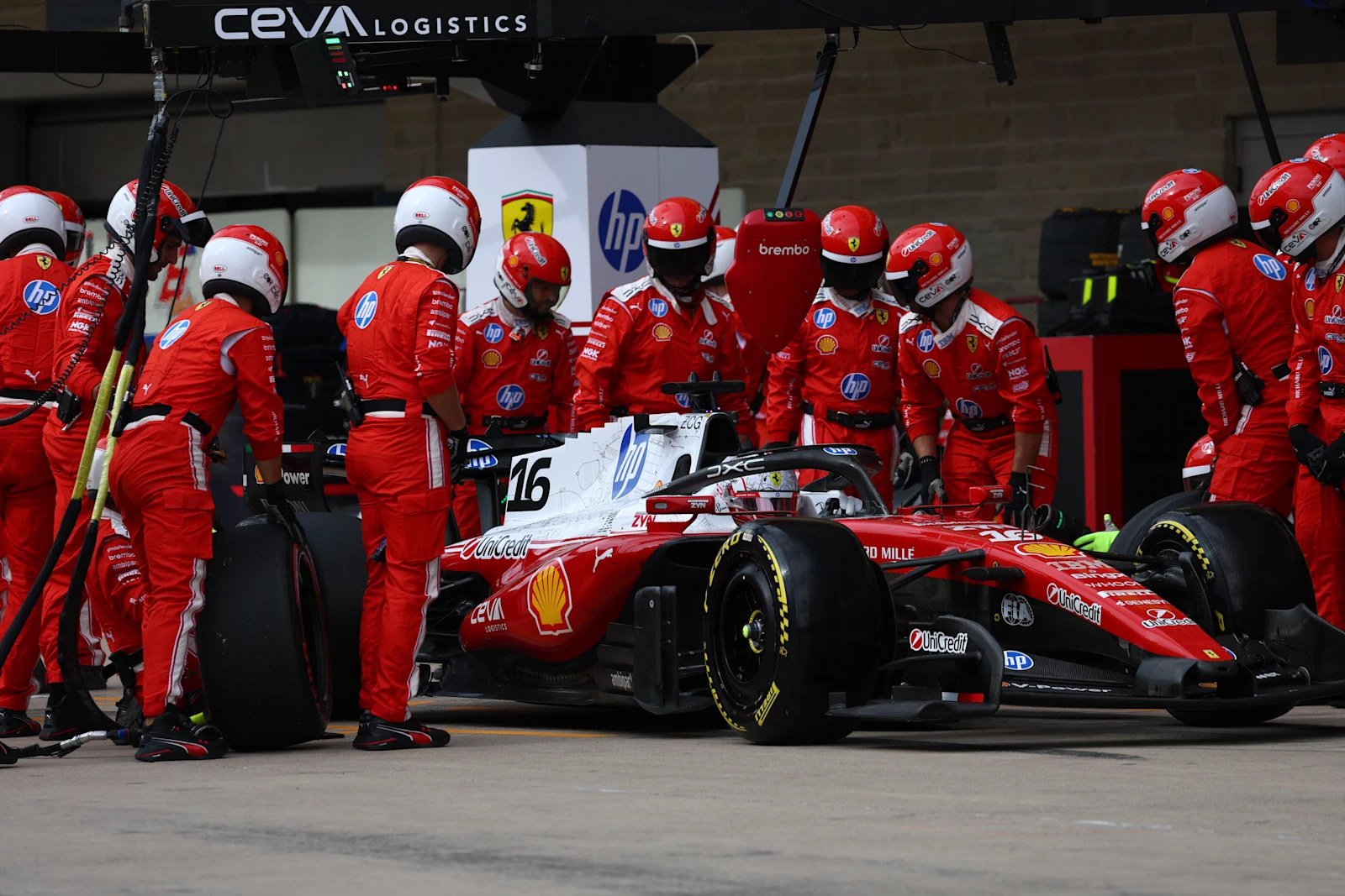 Charles Leclerc racing the Ferrari SF-26 at the 2026 United States Grand Prix