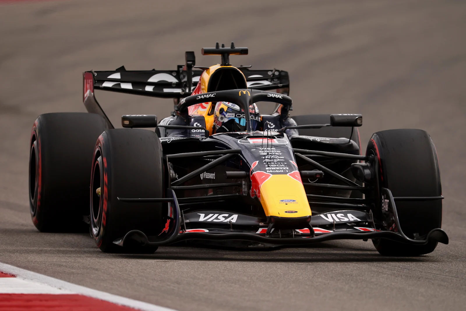 Max Verstappen racing his Red Bull at the 2026 United States Grand Prix