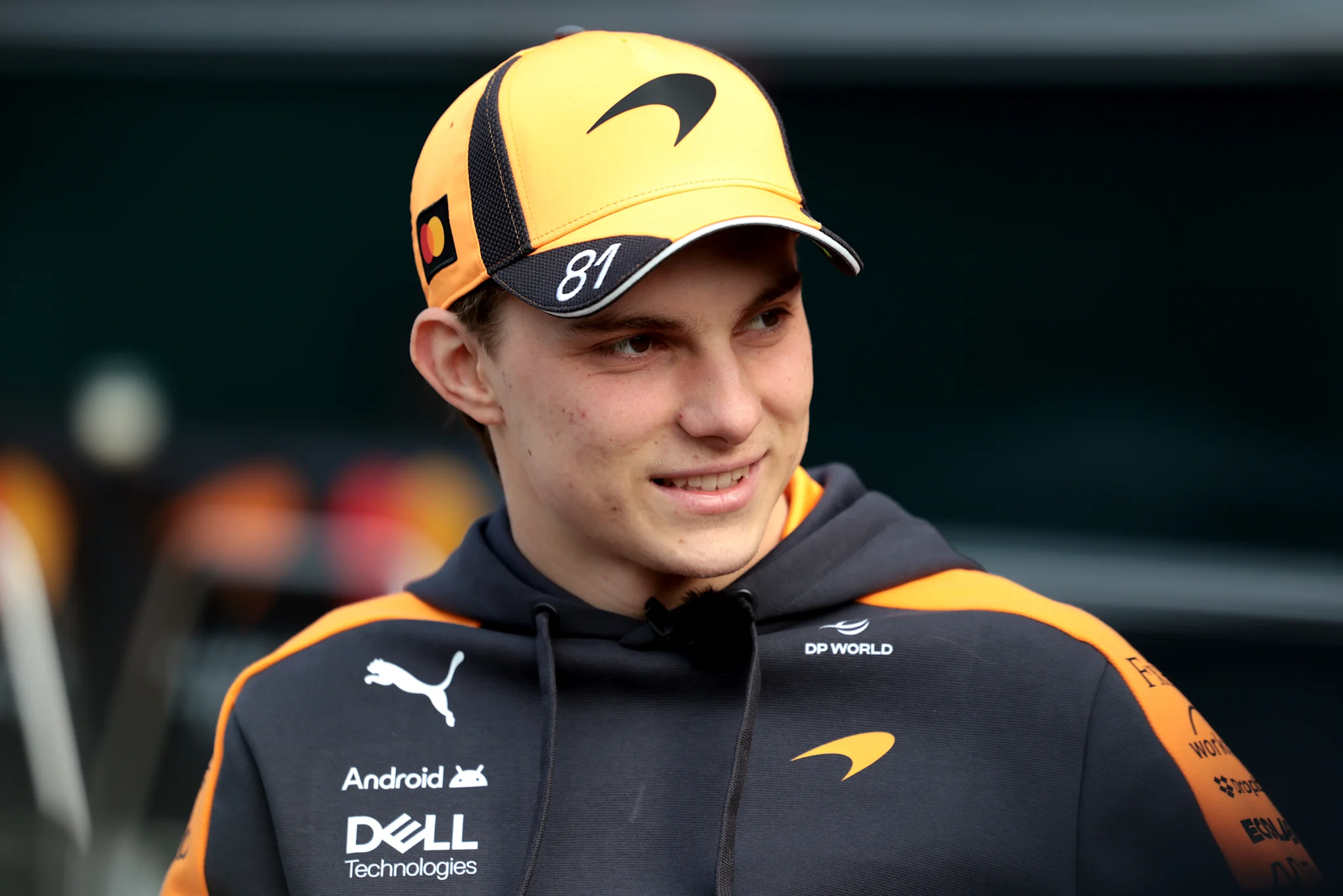Oscar Piastri in the McLaren MCL39 during pre-race preparations in Shanghai