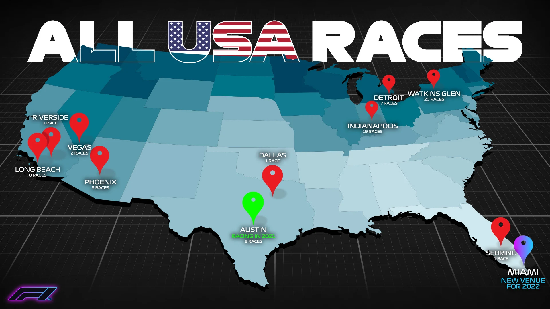 Miami is coming – but where else has F1 raced in the USA? | Formula 1®